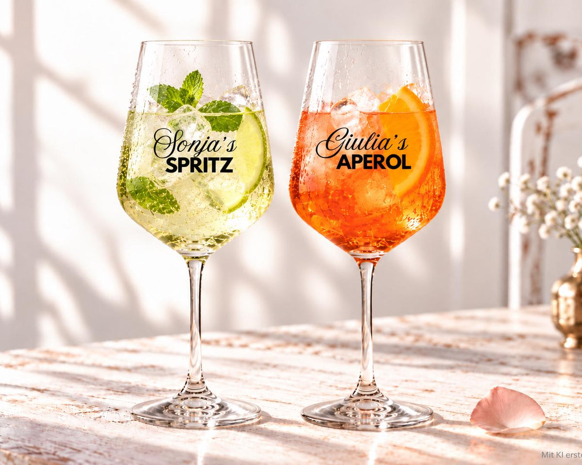 Personalisiertes Weinglas | Spritzglas – bedruckt mit Wunschname und Wunschtext
