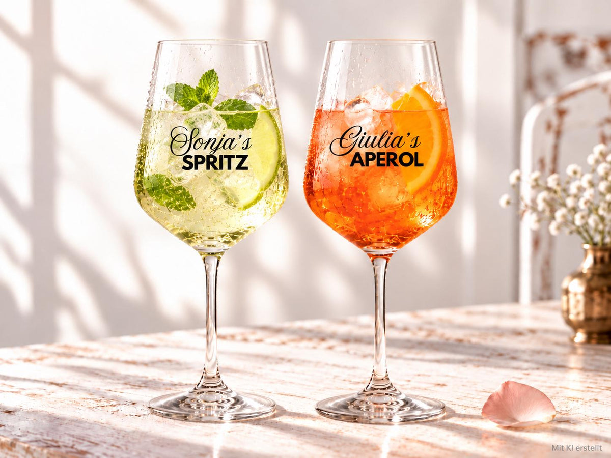 Personalisiertes Weinglas | Spritzglas – bedruckt mit Wunschname und Wunschtext