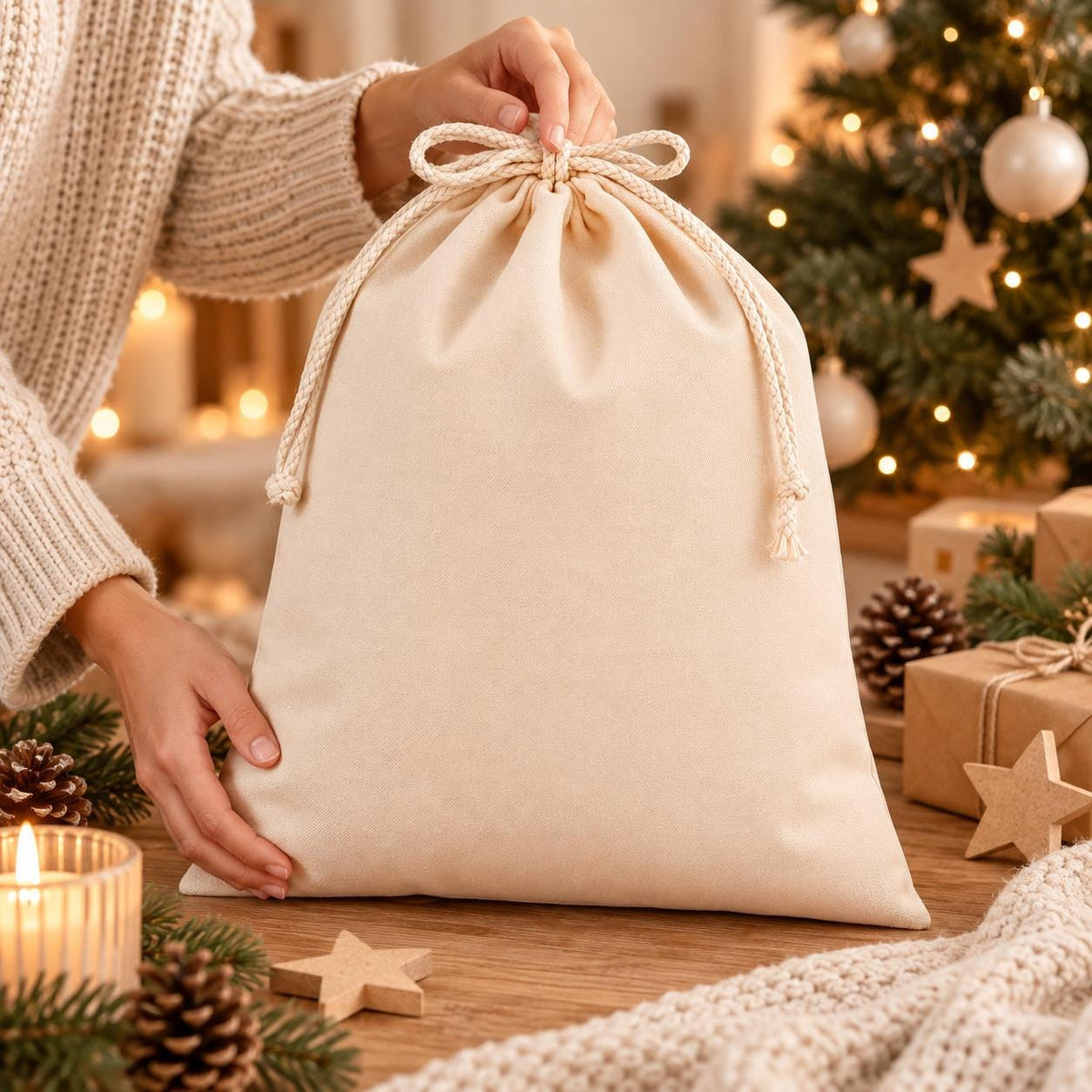 Personalisierter Geschenkbeutel mit Schneemann | liebevolle Verpackung für Überraschungen zum Nikolaus, Wichteln, Weihnachten | in 3 Größen