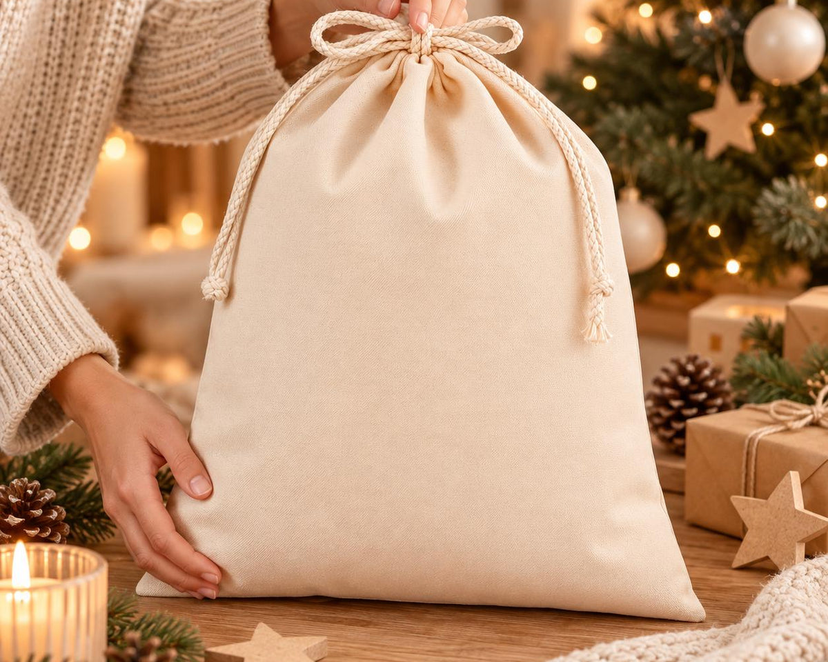 Personalisierter Geschenkbeutel mit weihnachtlichem Tier-Motiv als Verpackung für Nikolaus, Wichteln, Weihnachten | 3 Größen | 8 Motive