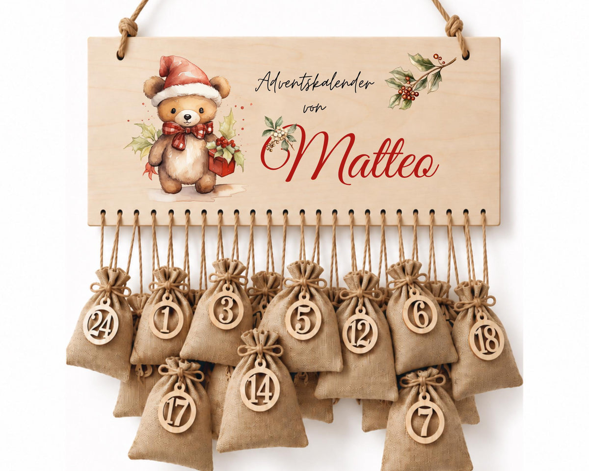Personalisierbarer Adventskalender aus Holz – wiederverwendbar & liebevoll befüllbar