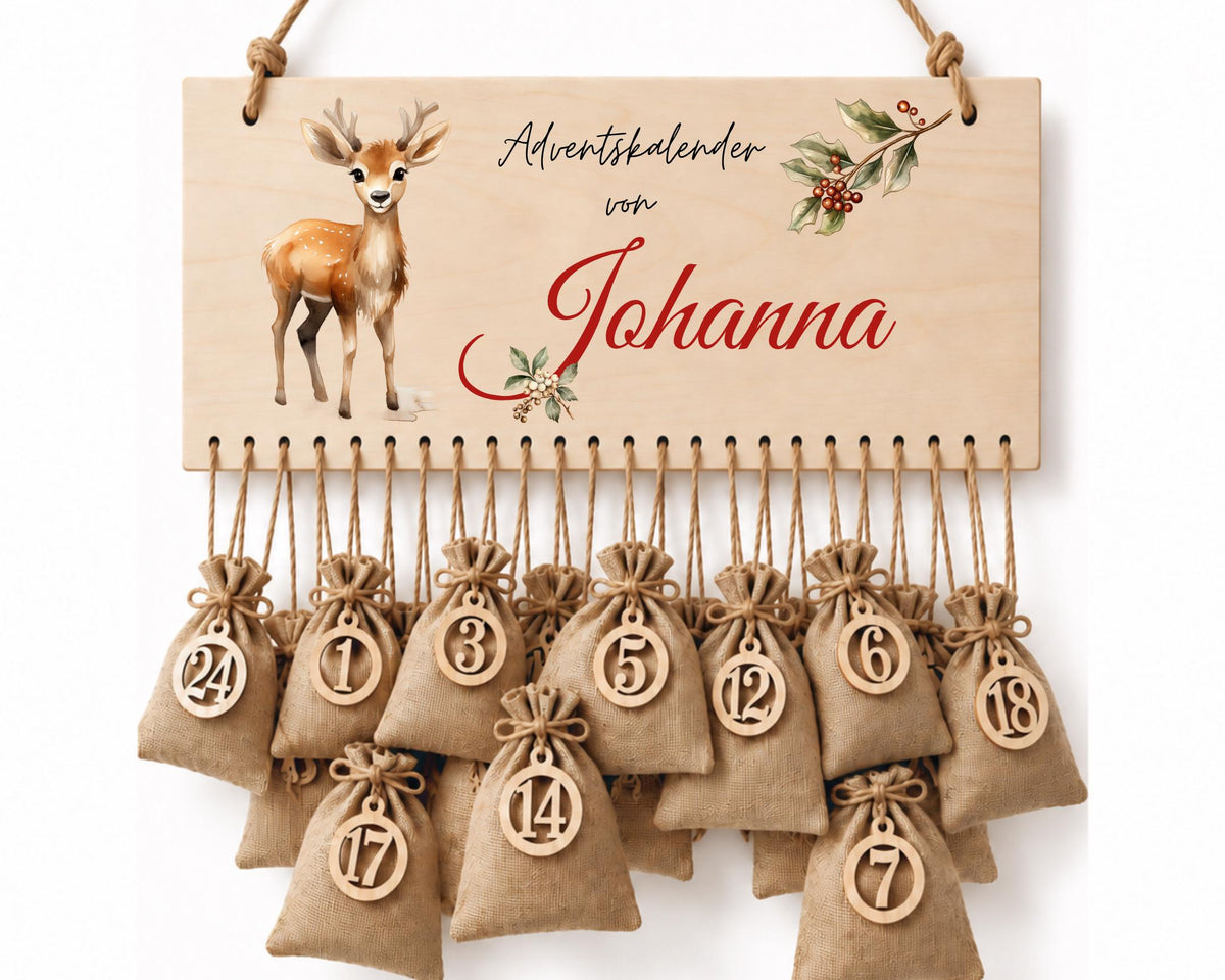 Personalisierbarer Adventskalender aus Holz – wiederverwendbar & liebevoll befüllbar