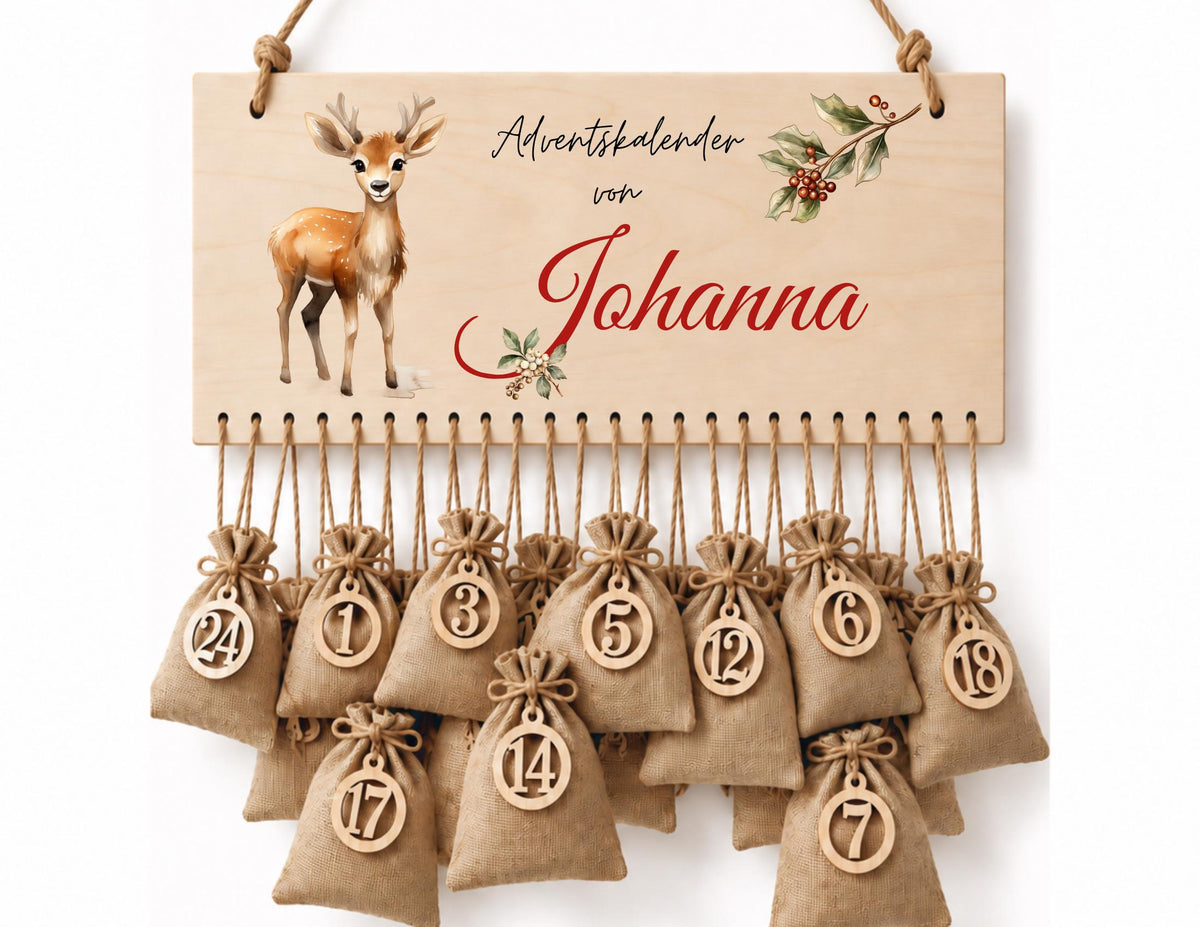 Personalisierbarer Adventskalender aus Holz – wiederverwendbar & liebevoll befüllbar