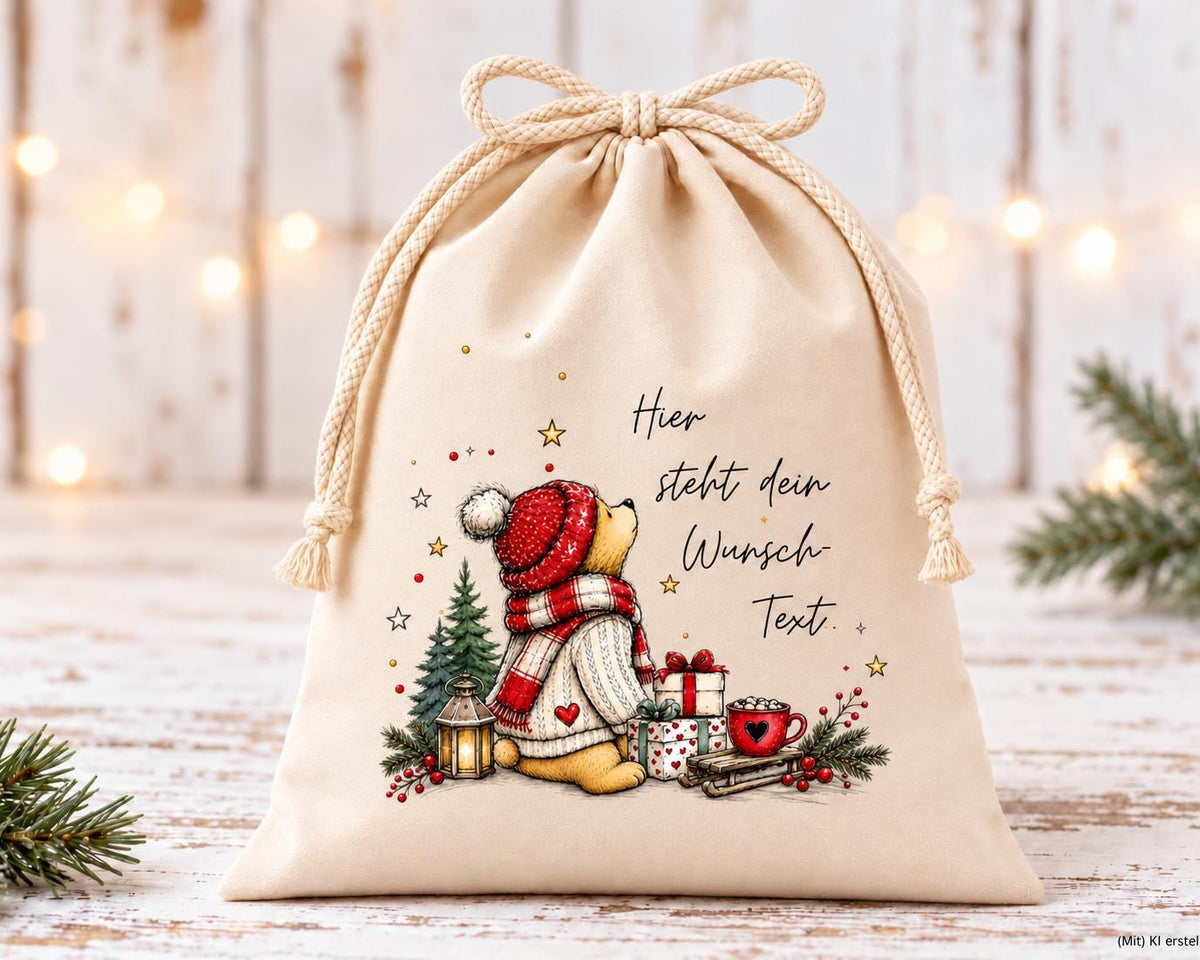 Personalisierter Geschenkbeutel mit Bärchen | liebevolle Verpackung für Überraschungen zum Nikolaus, Wichteln oder Weihnachten | in 3 Größen