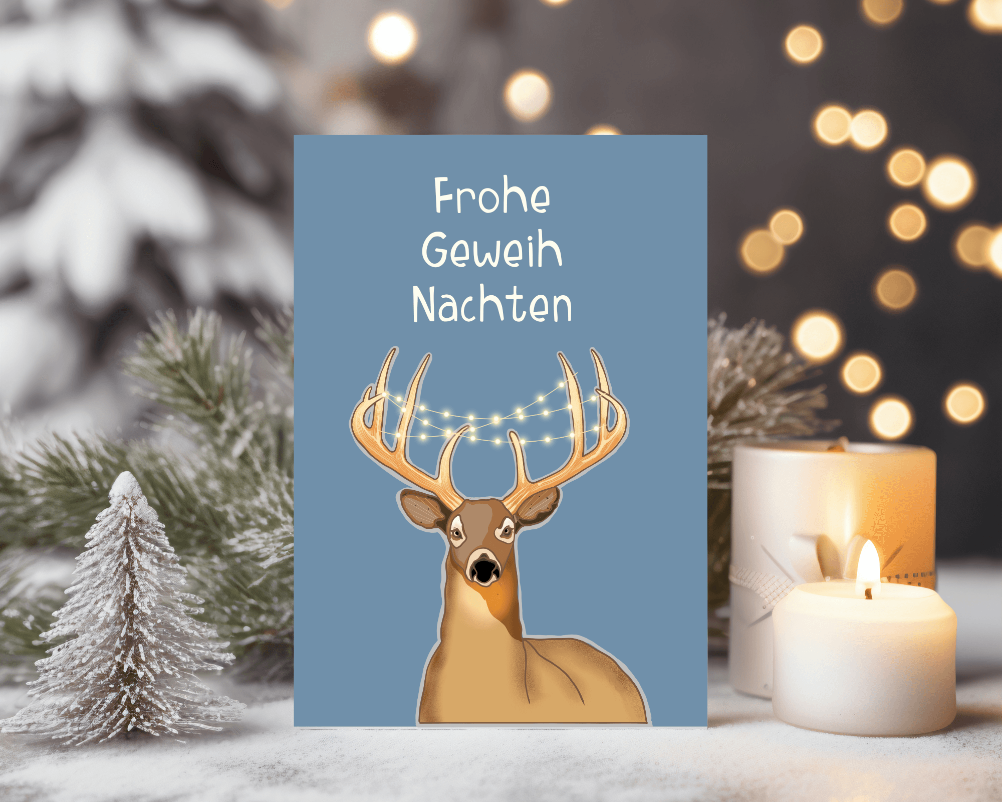 Karte Weihnachten | Dackel oder Hirsch | Frohe Geweihnachten - Roo's Gift Shop