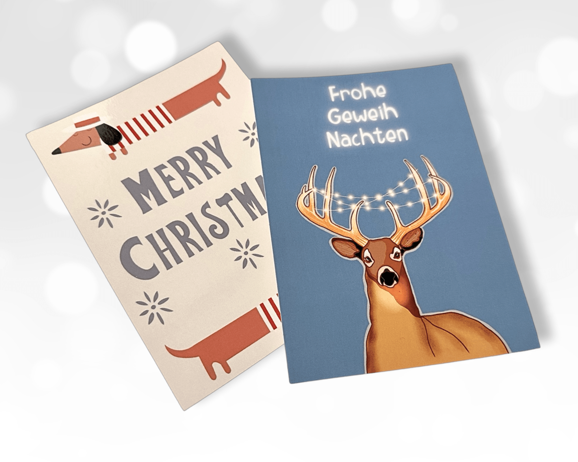 Karte Weihnachten | Dackel oder Hirsch | Frohe Geweihnachten - Roo's Gift Shop