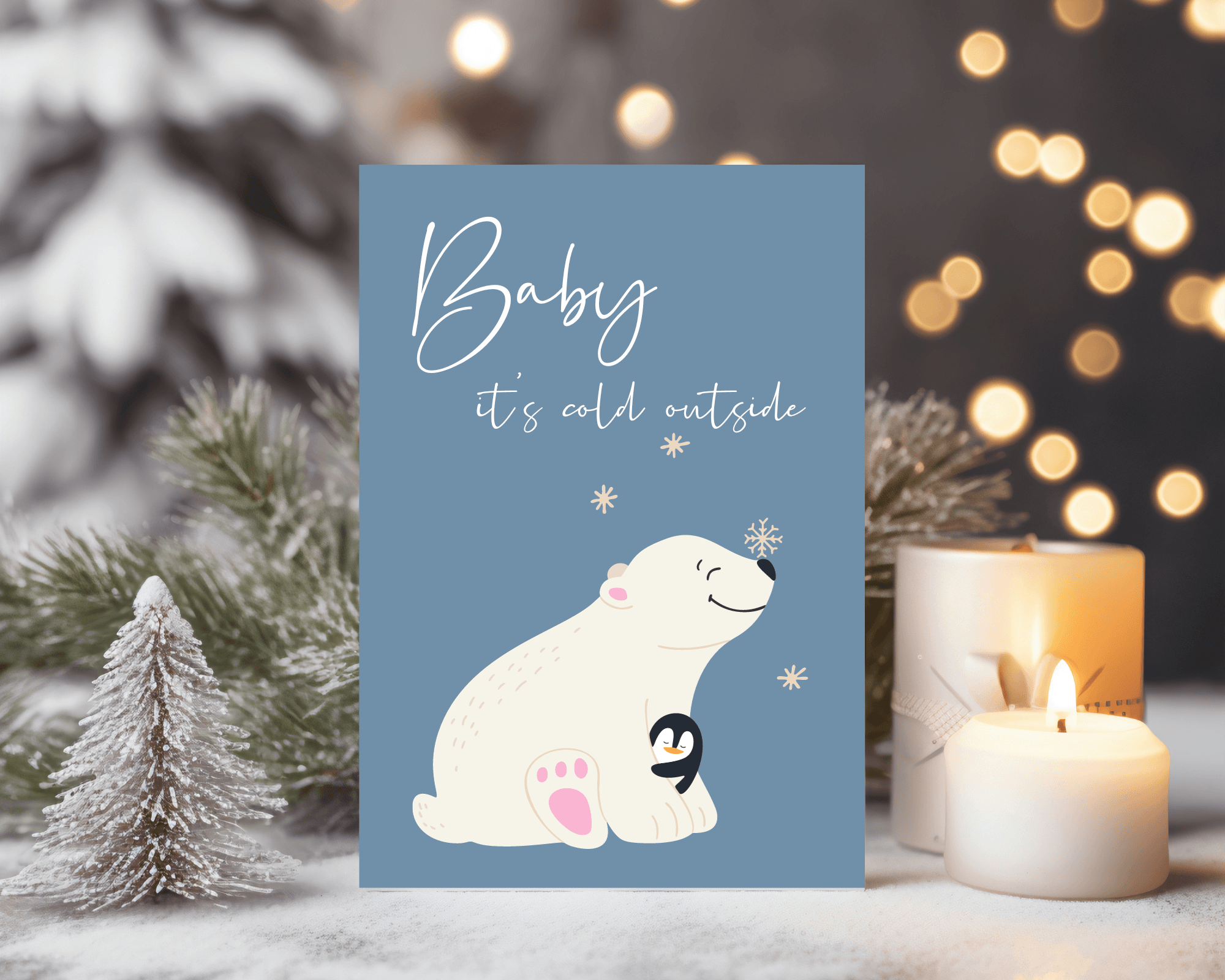 Karte Weihnachten | Eisbär Tanne | Baby it's cold outside - Roo's Gift Shop