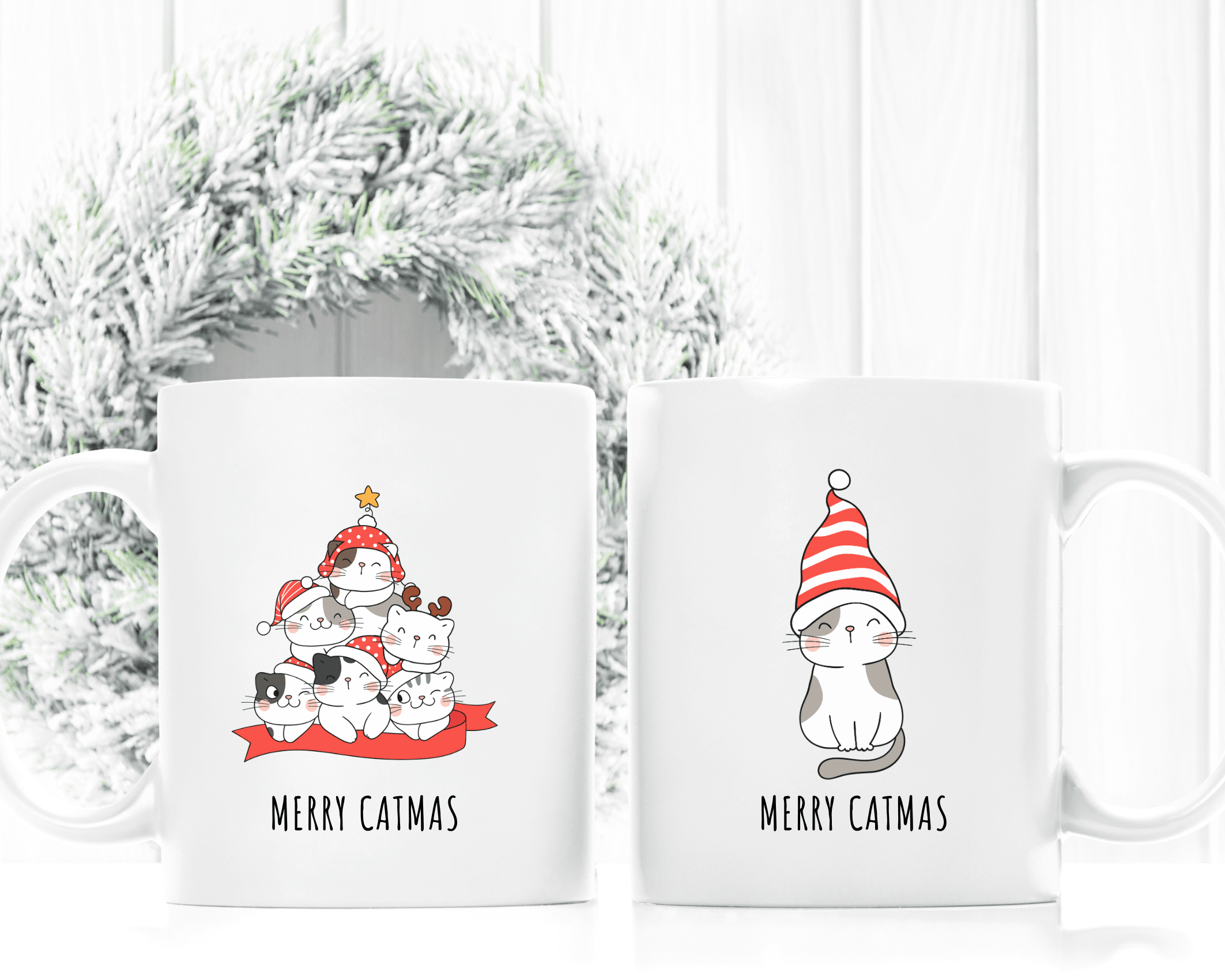 Keramiktasse | Weihnachtsmotiv Katzen | Merry Catmas - Roo's Gift Shop