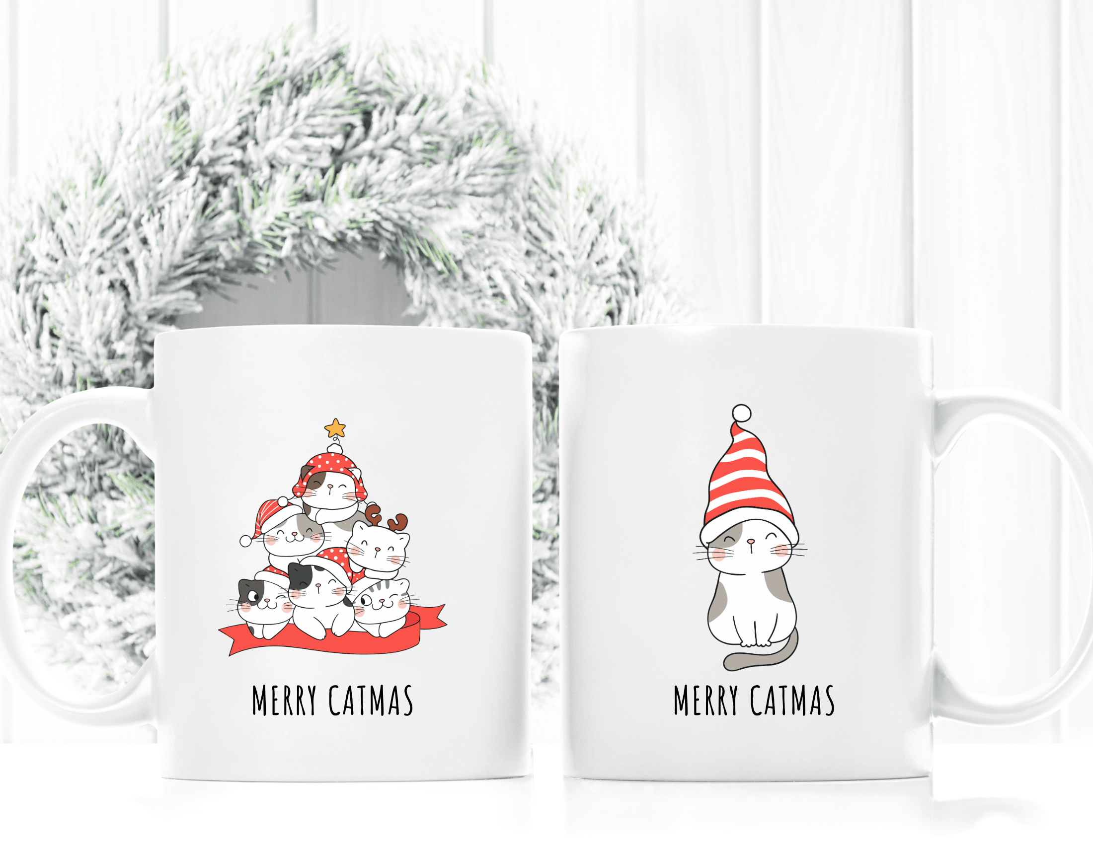 Keramiktasse | Weihnachtsmotiv Katzen | Merry Catmas - Roo's Gift Shop