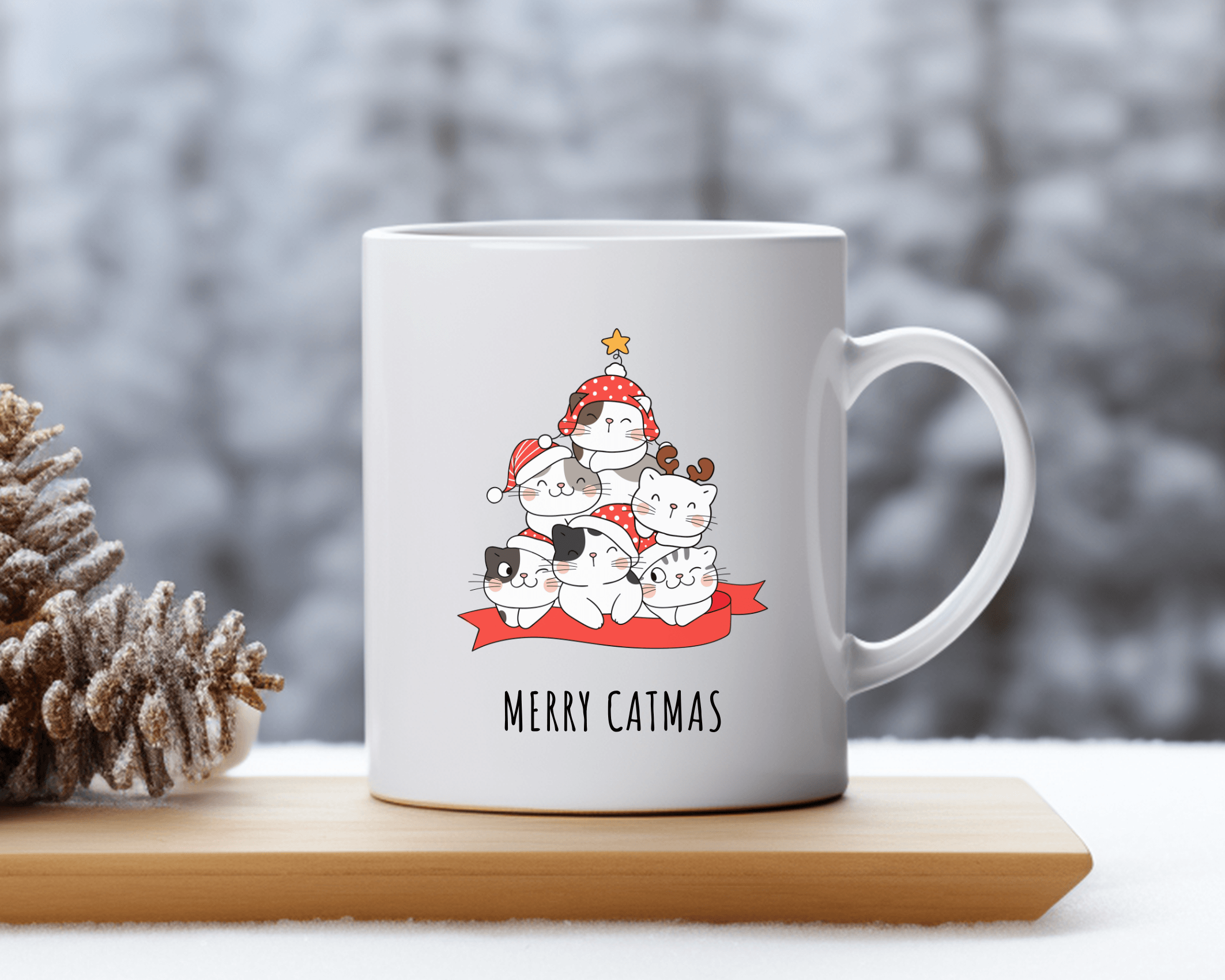 Keramiktasse | Weihnachtsmotiv Katzen | Merry Catmas - Roo's Gift Shop