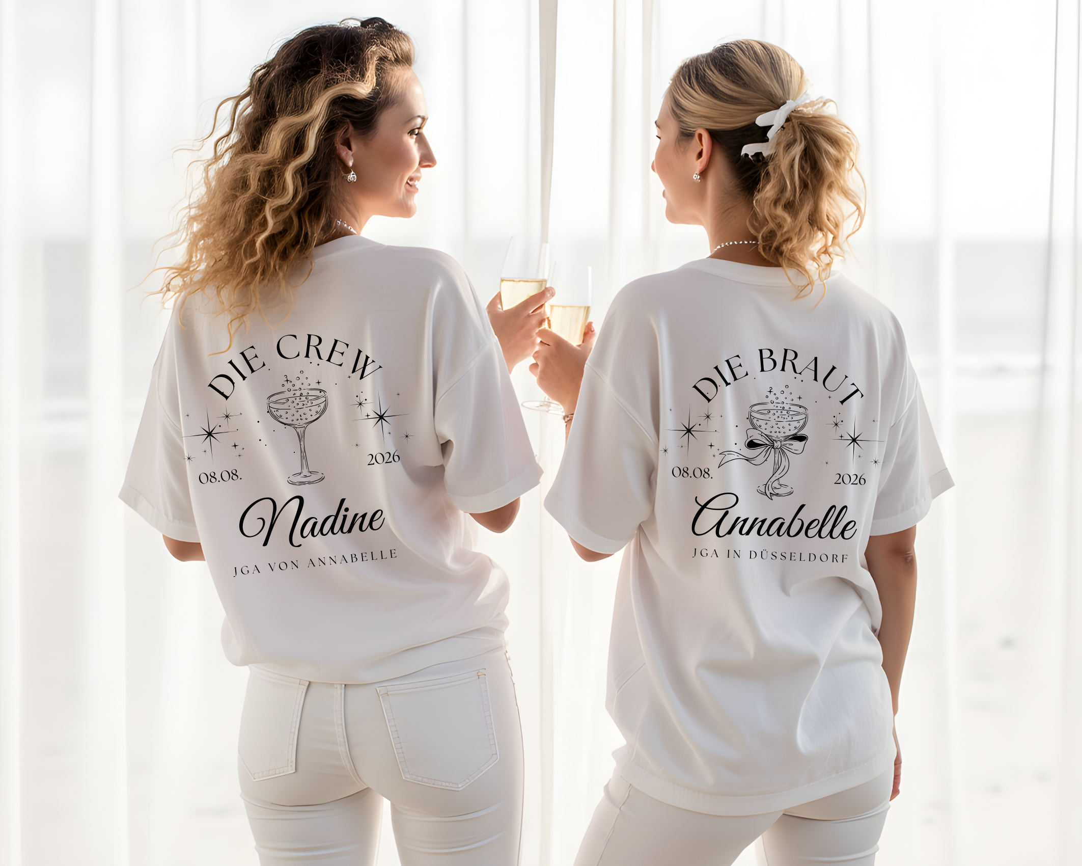Braut T-Shirt - personalisiert für den JGA – mit Namen, Datum & Ort Roo's Gift Shop