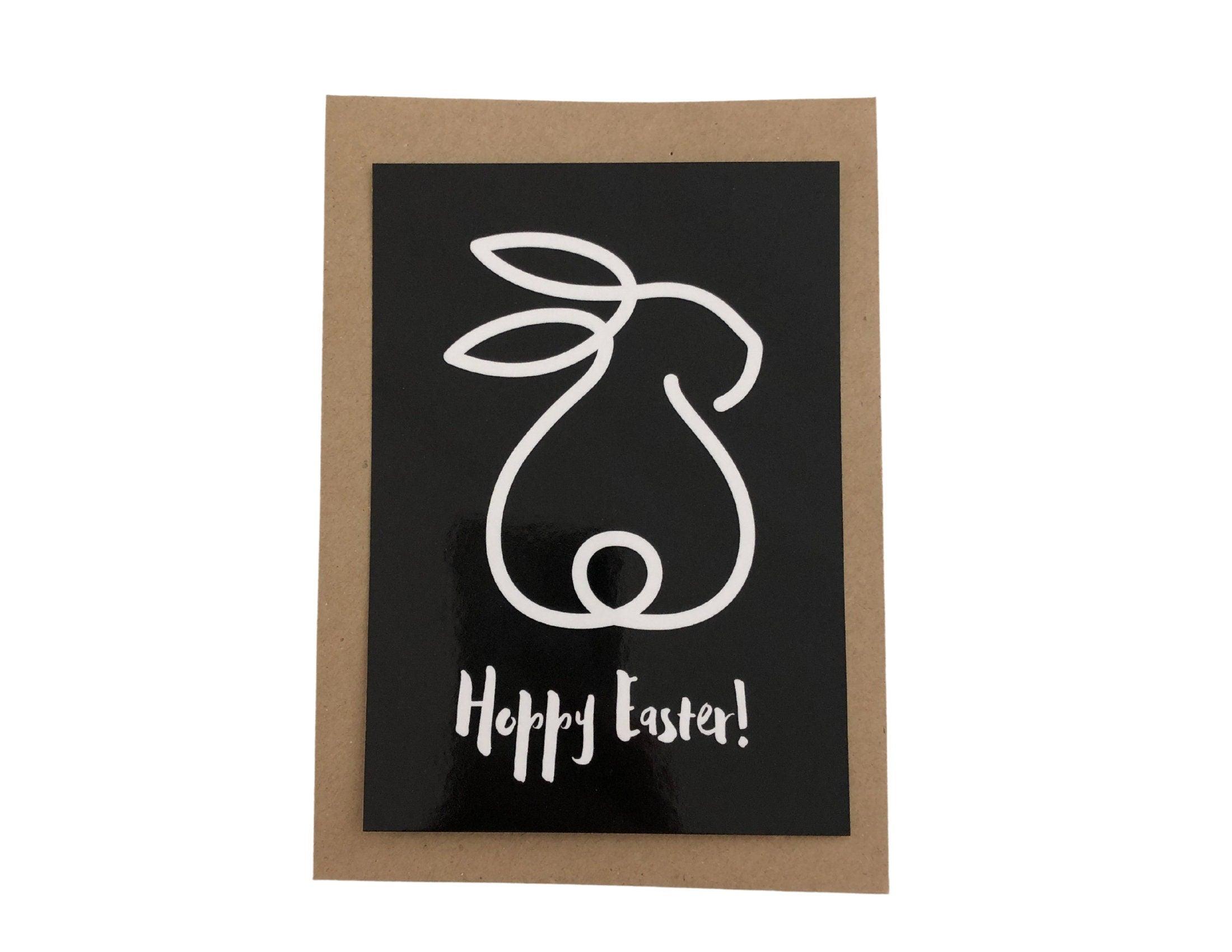 Oster Karten | Ostergruß | Grußkarte Hase | A6 | Umschlag Kraftpapier | einzeln oder im Set - Roo's Gift Shop