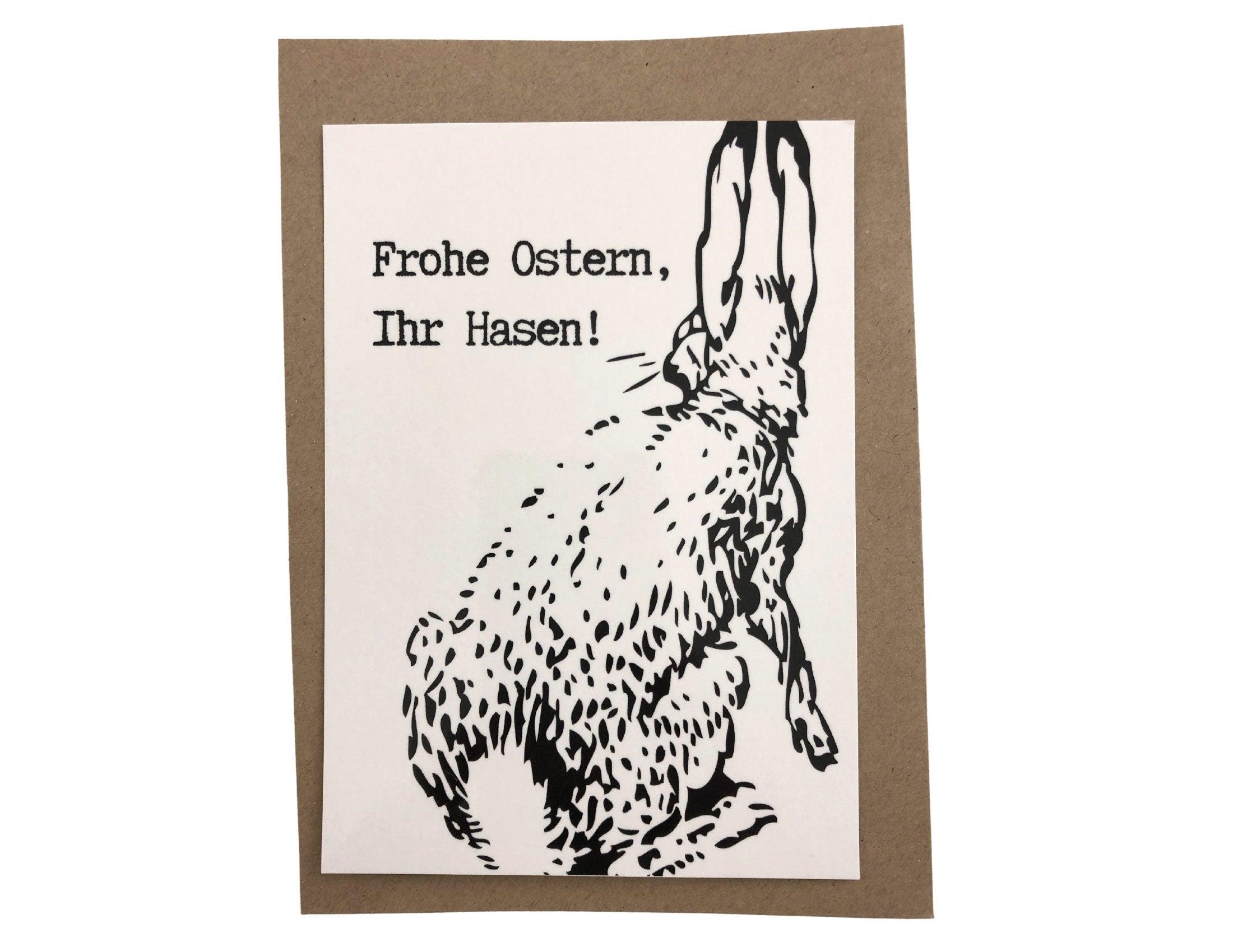 Oster Karten | Ostergruß | Grußkarte Hase | A6 | Umschlag Kraftpapier | einzeln oder im Set - Roo's Gift Shop
