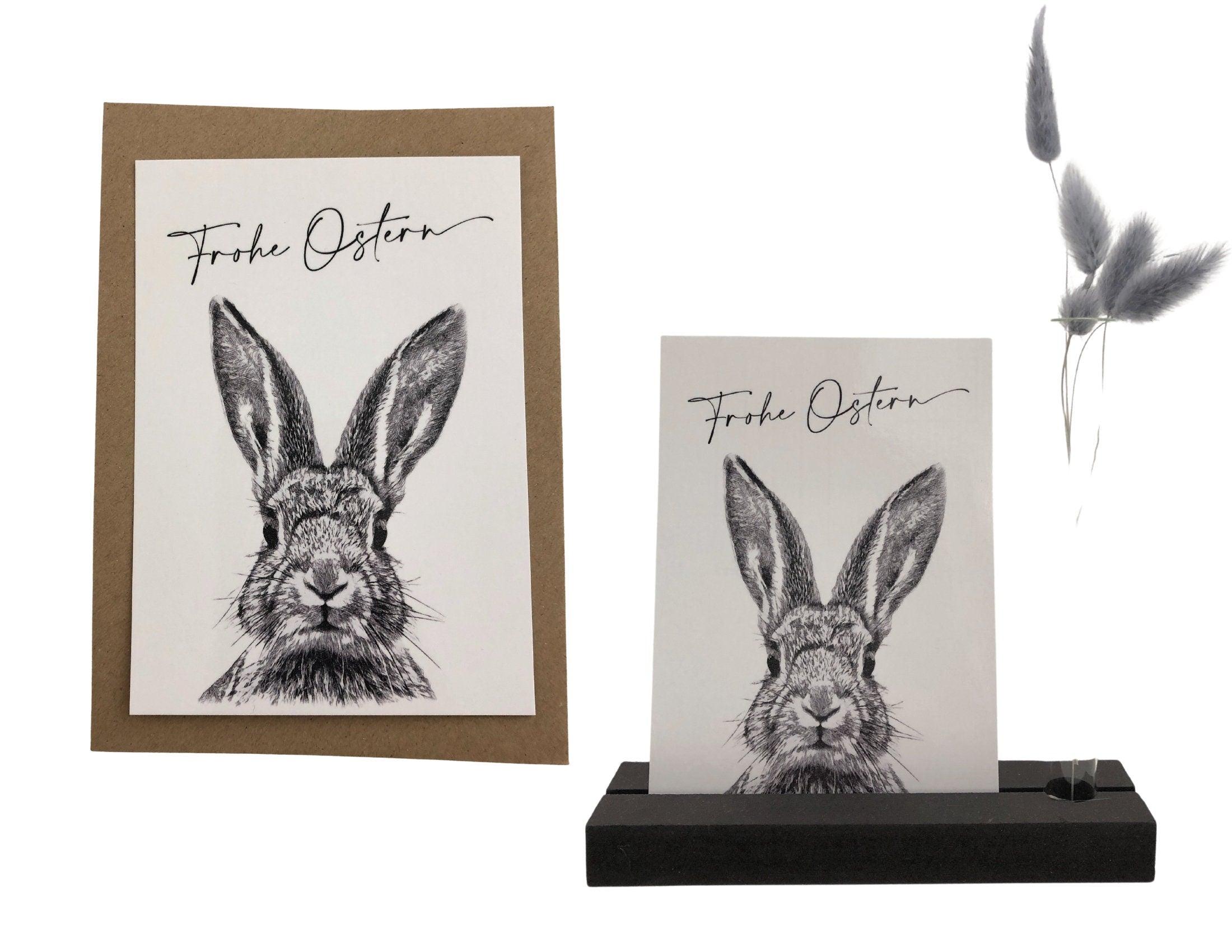 Oster Karten | Ostergruß | Grußkarte Hase | A6 | Umschlag Kraftpapier | einzeln oder im Set - Roo's Gift Shop
