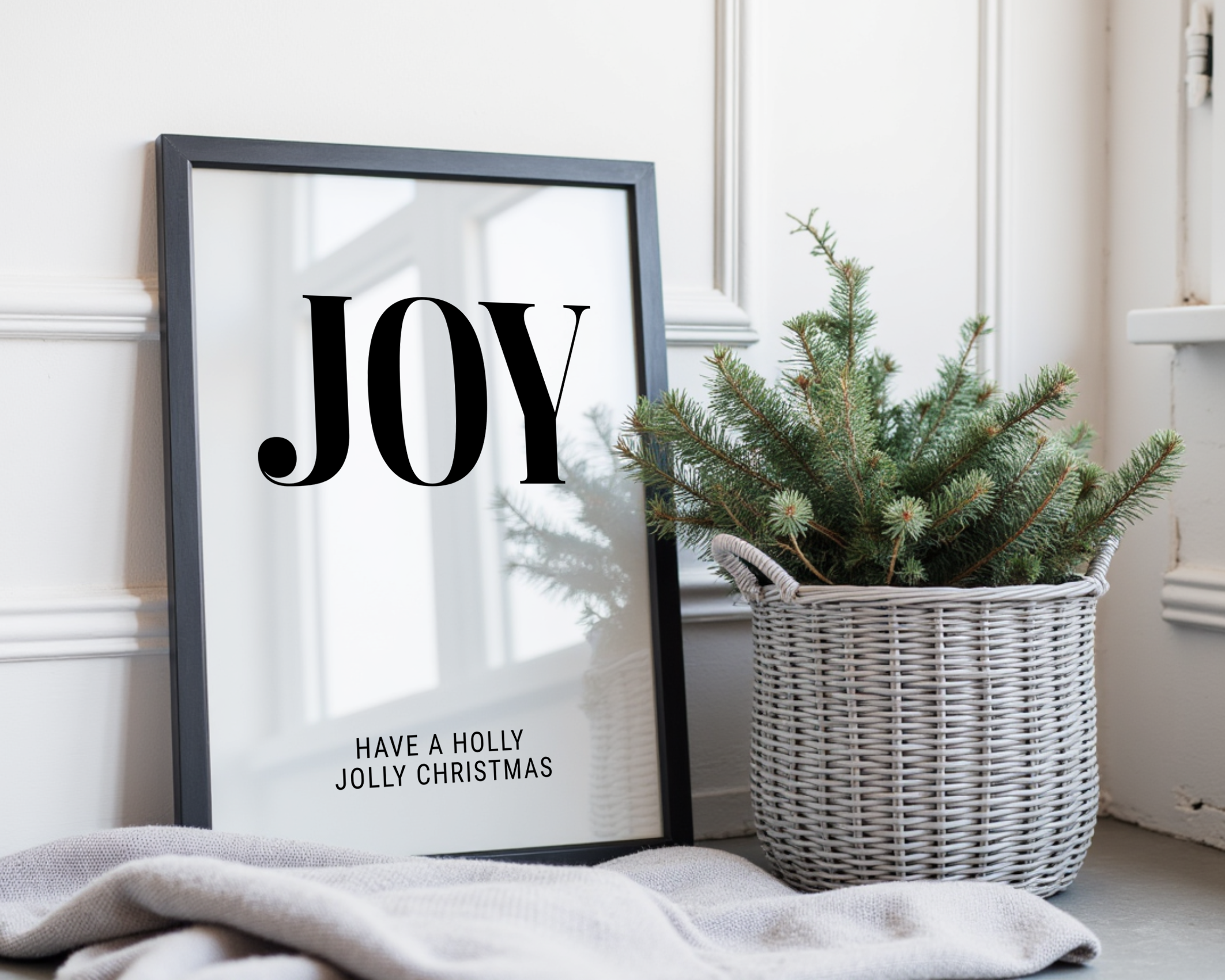 Poster Weihnachten JOY - schwarz weiß | minimalistische Grafik | Skandi Style | digitaler download Roo's Gift Shop