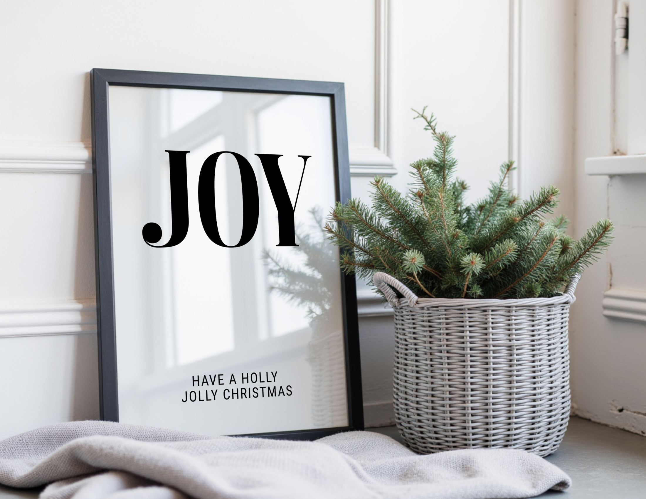 Poster Weihnachten JOY - schwarz weiß | minimalistische Grafik | Skandi Style | digitaler download Roo's Gift Shop