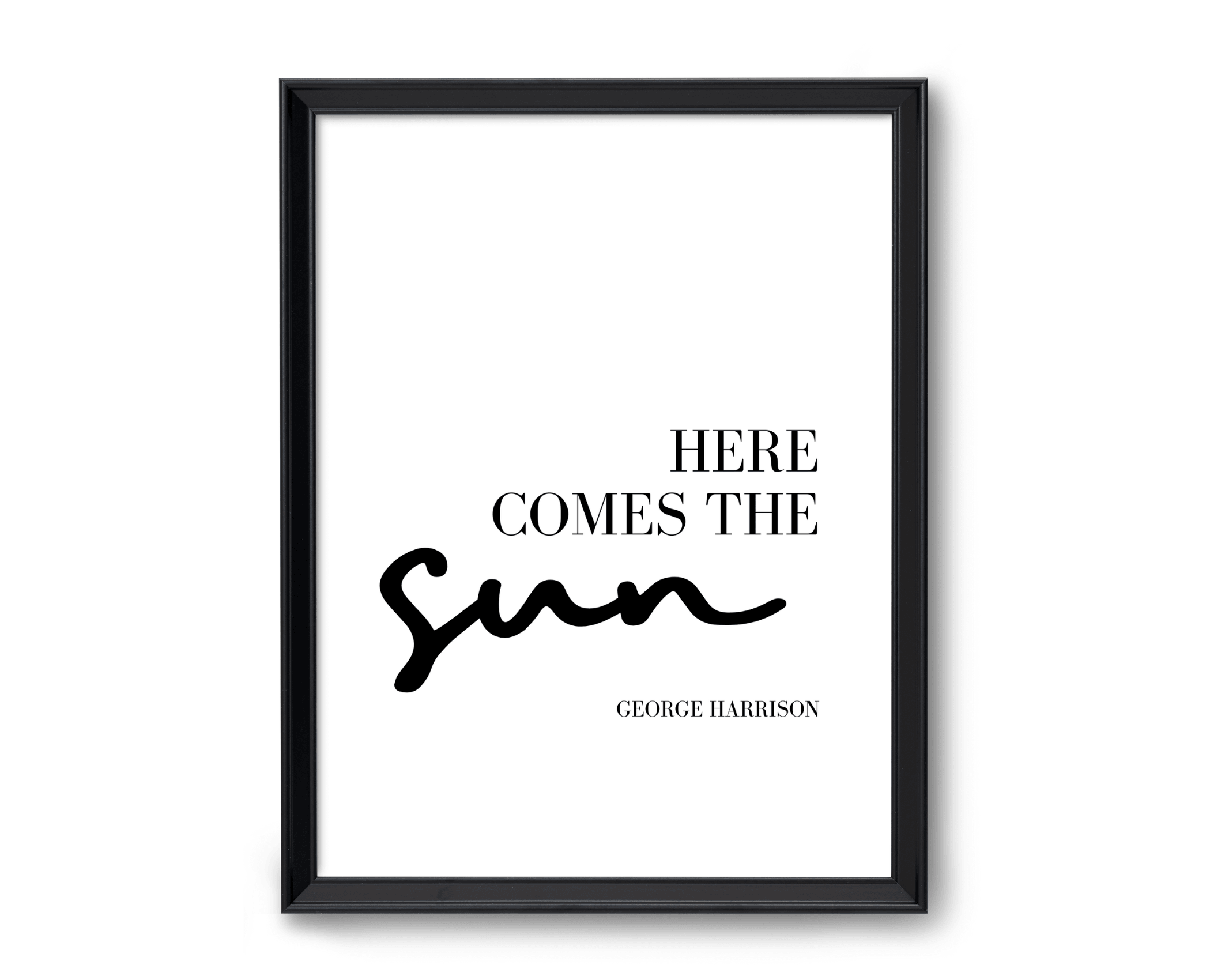 Poster mit Songtext | Here comes the sun | George Harrison | Digitalprint Rahmen - Roo's Gift Shop