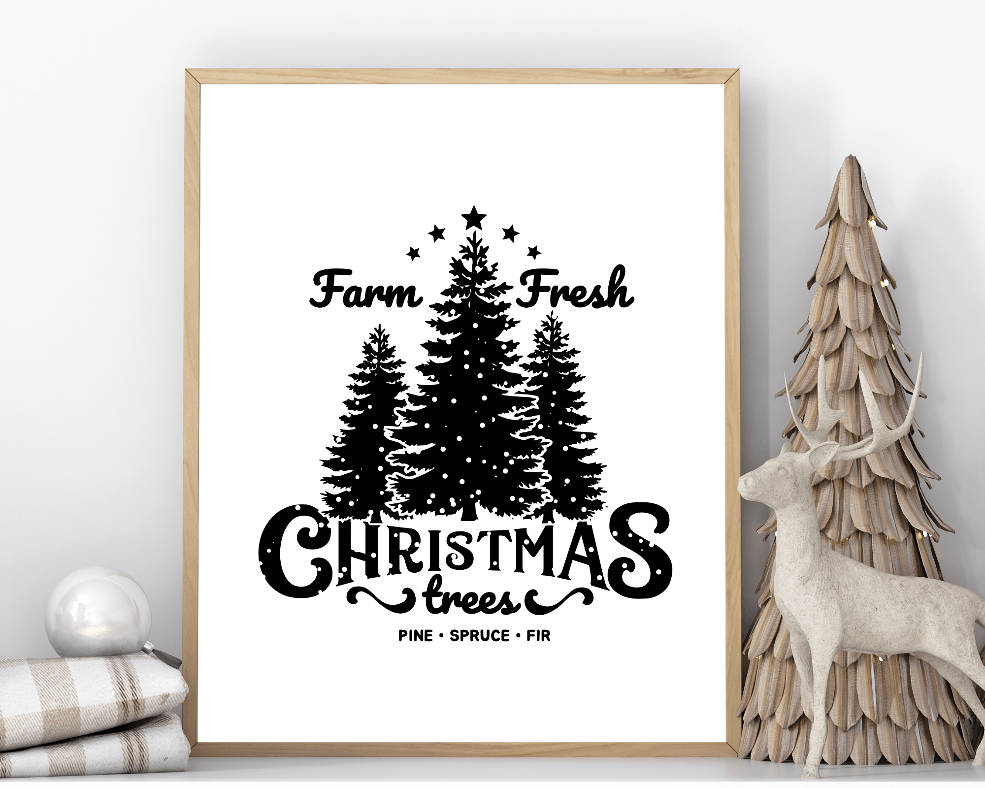 Poster Weihnachten | Farm House Stil | schwarz weiß - Roo's Gift Shop