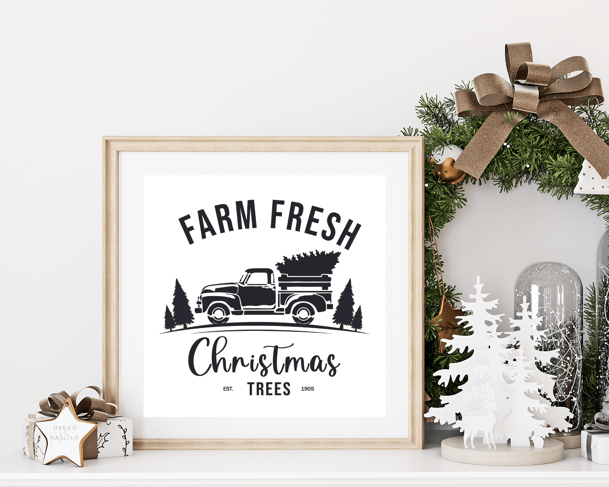 Poster Weihnachten | Farm House Stil | schwarz weiß - Roo's Gift Shop