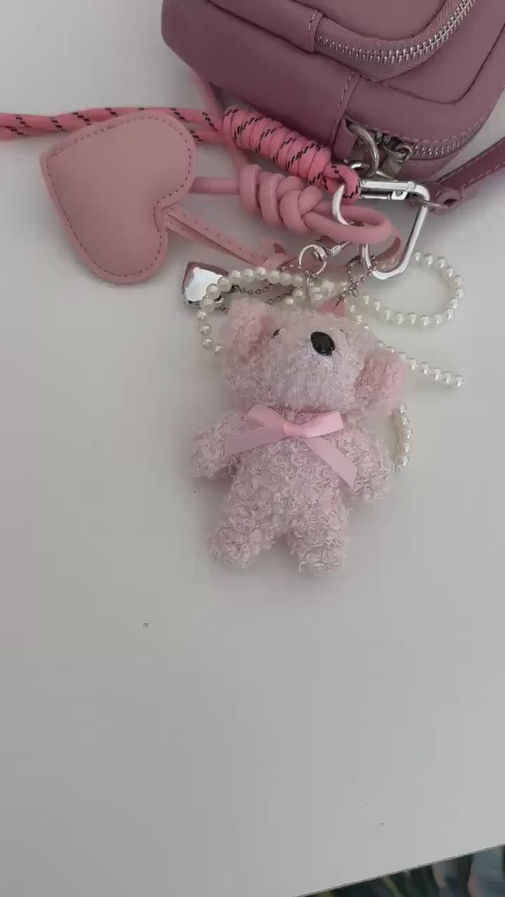 Teddy | Anhänger für Tasche oder Schlüssel | Taschenschmuck Taschenanhänger rosa
