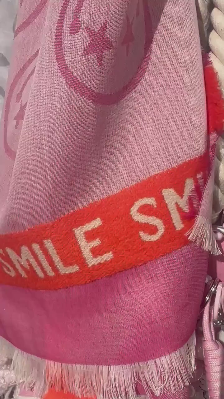 Tuch SMILE | Viskosetuch | SMILEY | leichtes längliches Sommertuch in pink orange