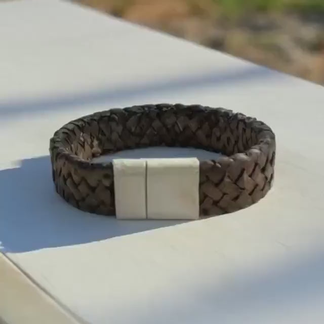 Braunes geflochtenes Lederarmband für Männer | Herrenarmband | Geschenk Vatertag
