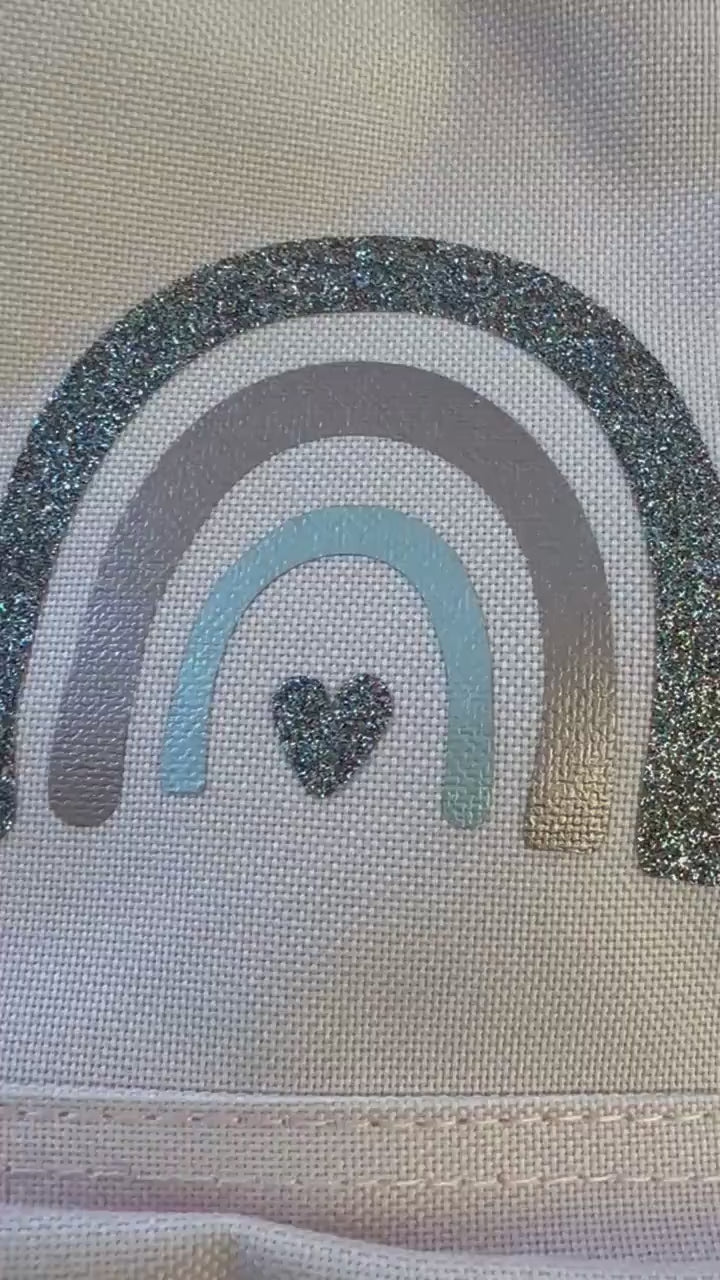 Rucksack für Kinder | kleine Tasche in rosa mit Glitzer Regenbogen | Kita Tasche