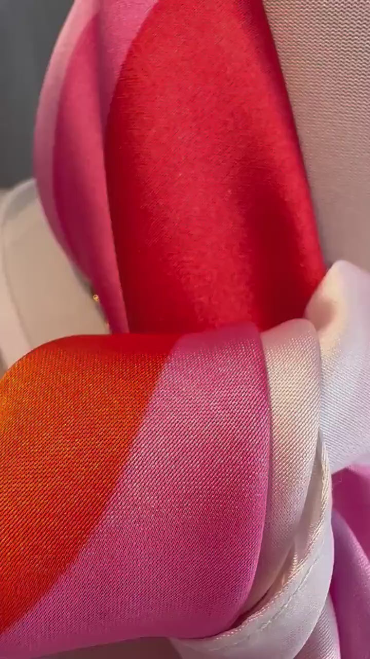 Tuch in orange pink weiß | Retro Design | Seventies Look | quadratisches seidiges Nickytuch