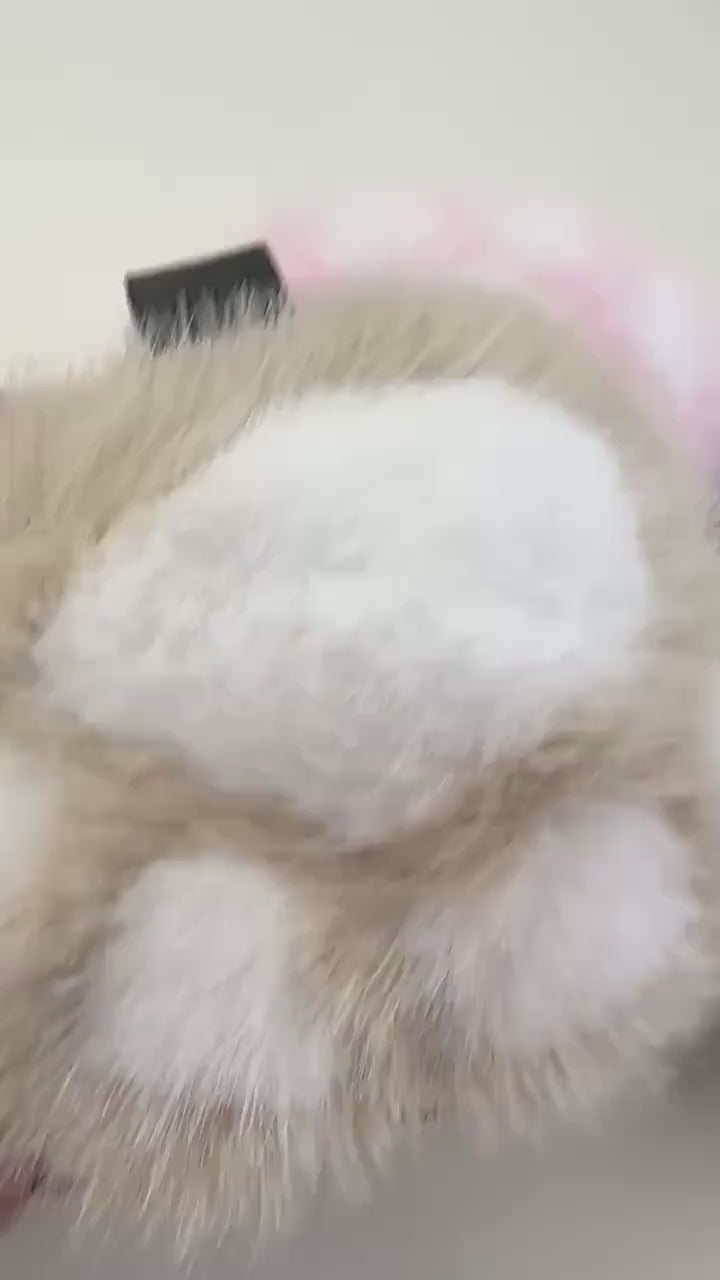 Plüsch Pfote | Anhänger für Tasche oder Schlüssel | Taschenschmuck Taschenanhänger | Bag Charm | grau, rosa oder beige