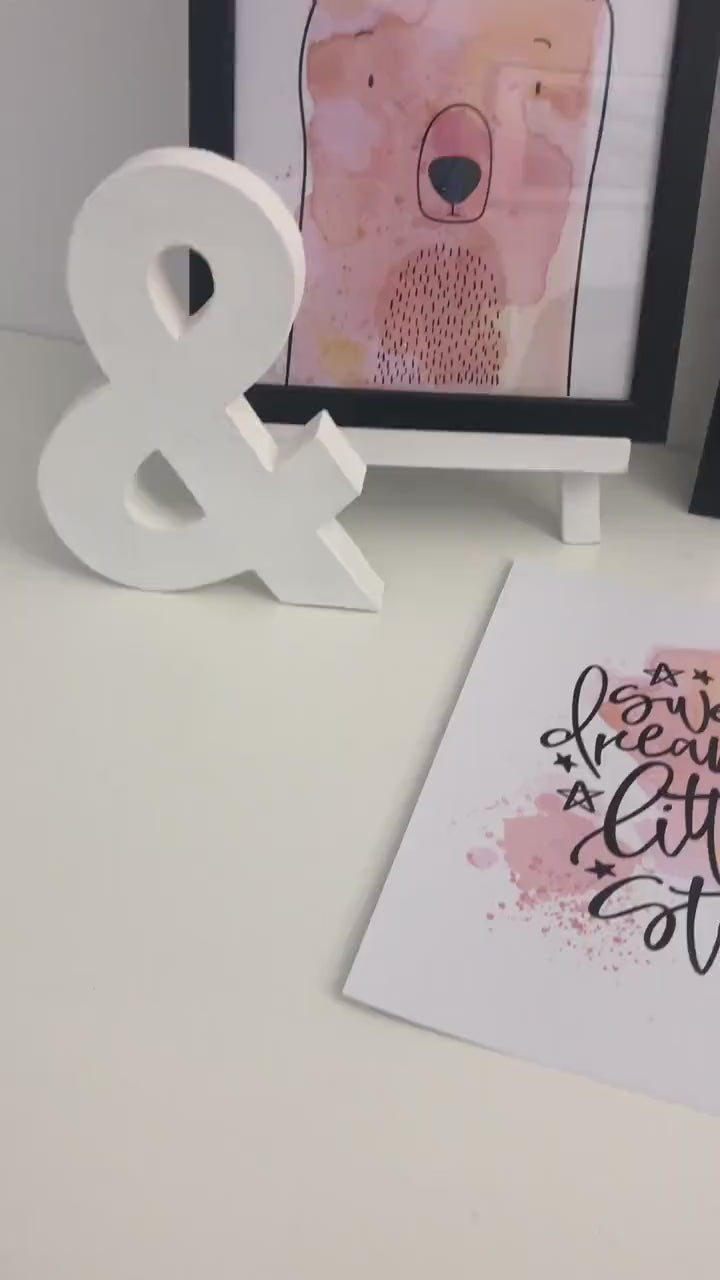 Geburtsposter im 2er-Set | Taufgeschenk | Individualisierter Print | Buchstabe | Aquarell | Spruch | Tierbild | Bild fürs Baby Kinderzimmer