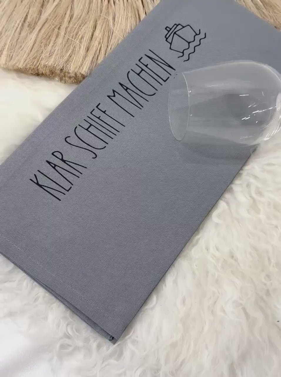 Geschirrtuch | Klar Schiff machen | lustiger Spruch | maritimes Küchentuch