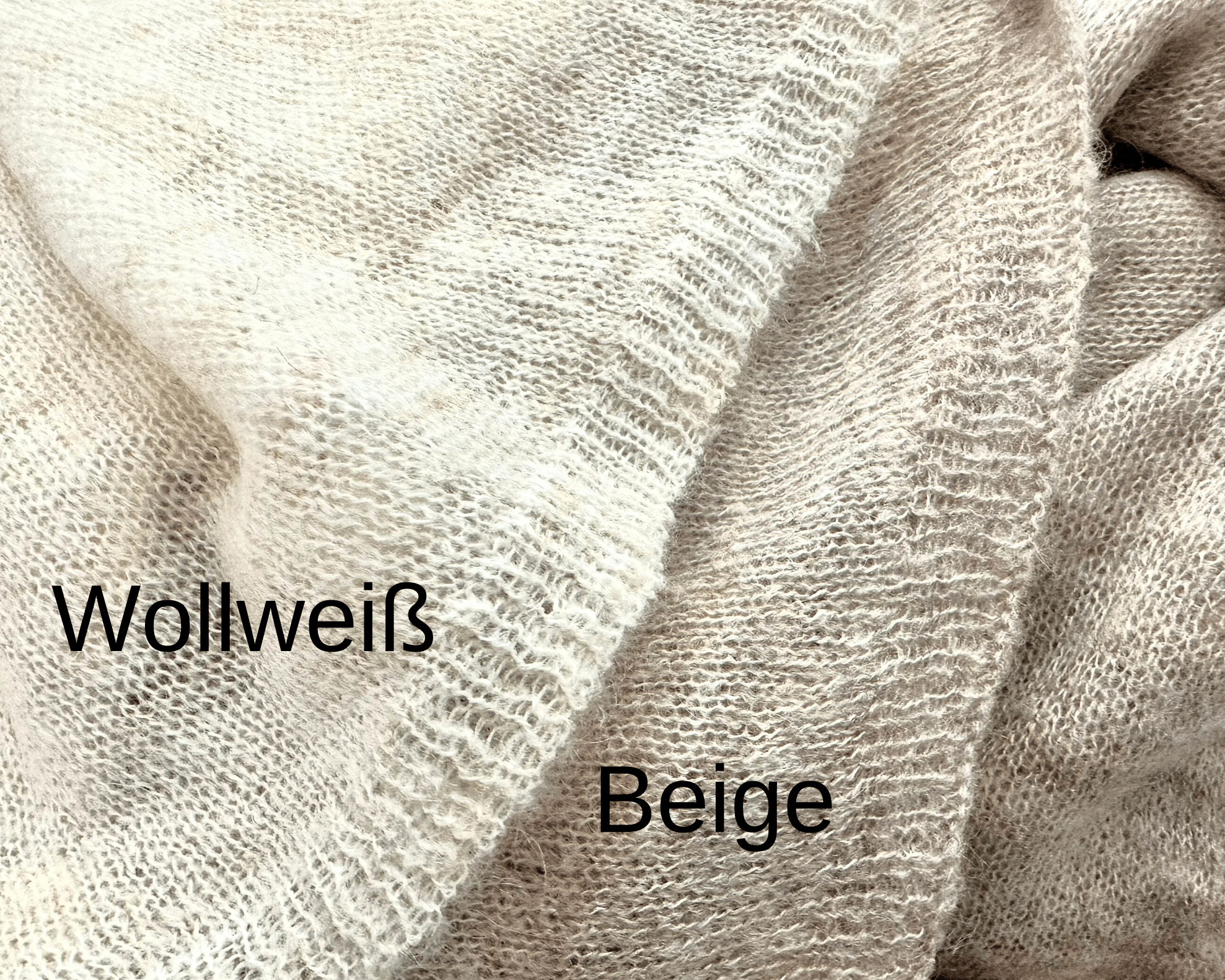 Schal gestrickt | Mohair & Cashmere | beige | 230 x 100 cm - Roo's Gift Shop