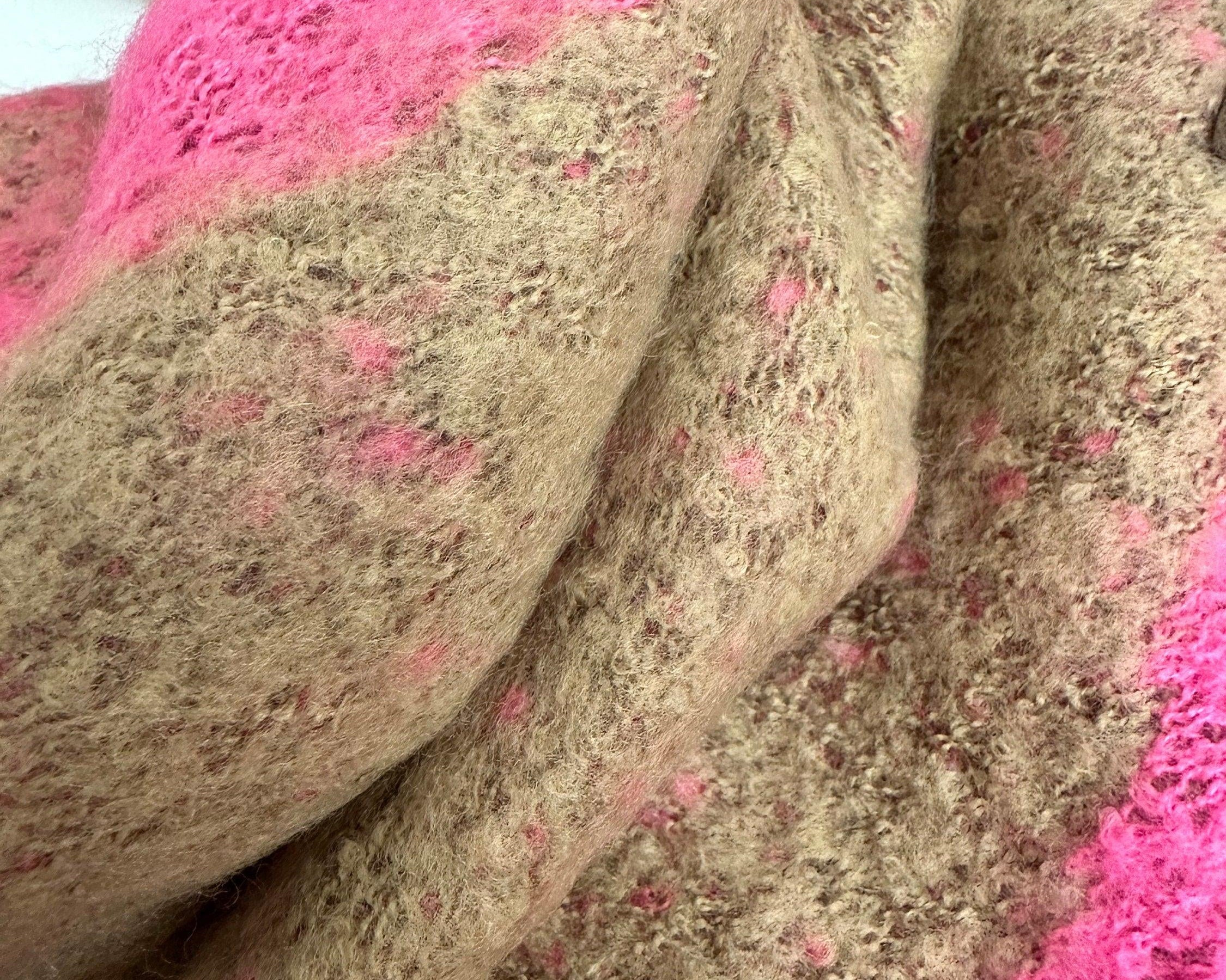 Schal | Dreieckstuch fuchsia & braun | 200 x 90cm - Roo's Gift Shop