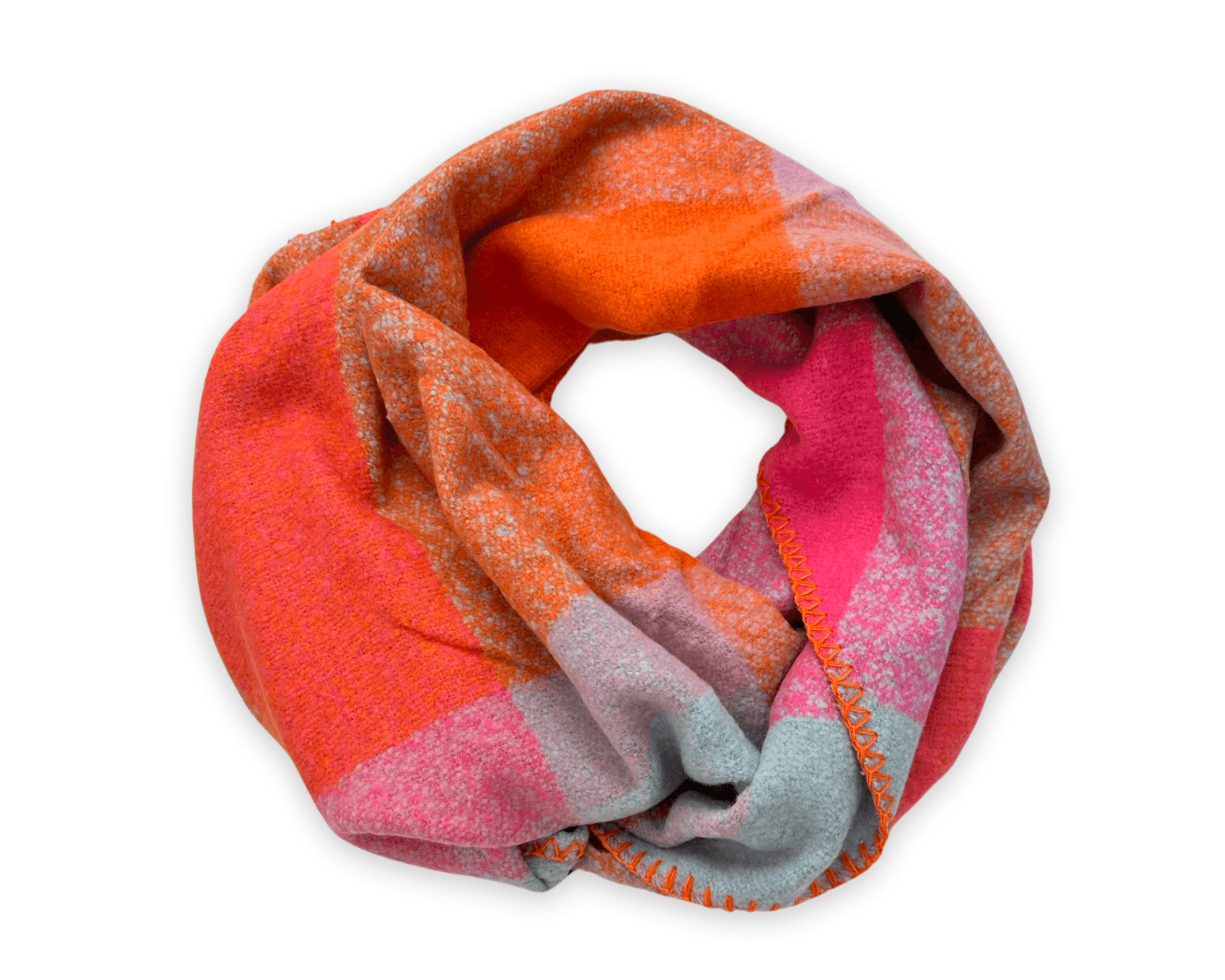 Schal | Dreieckstuch mehrfarbiges Karomuster | pink orange - Roo's Gift Shop