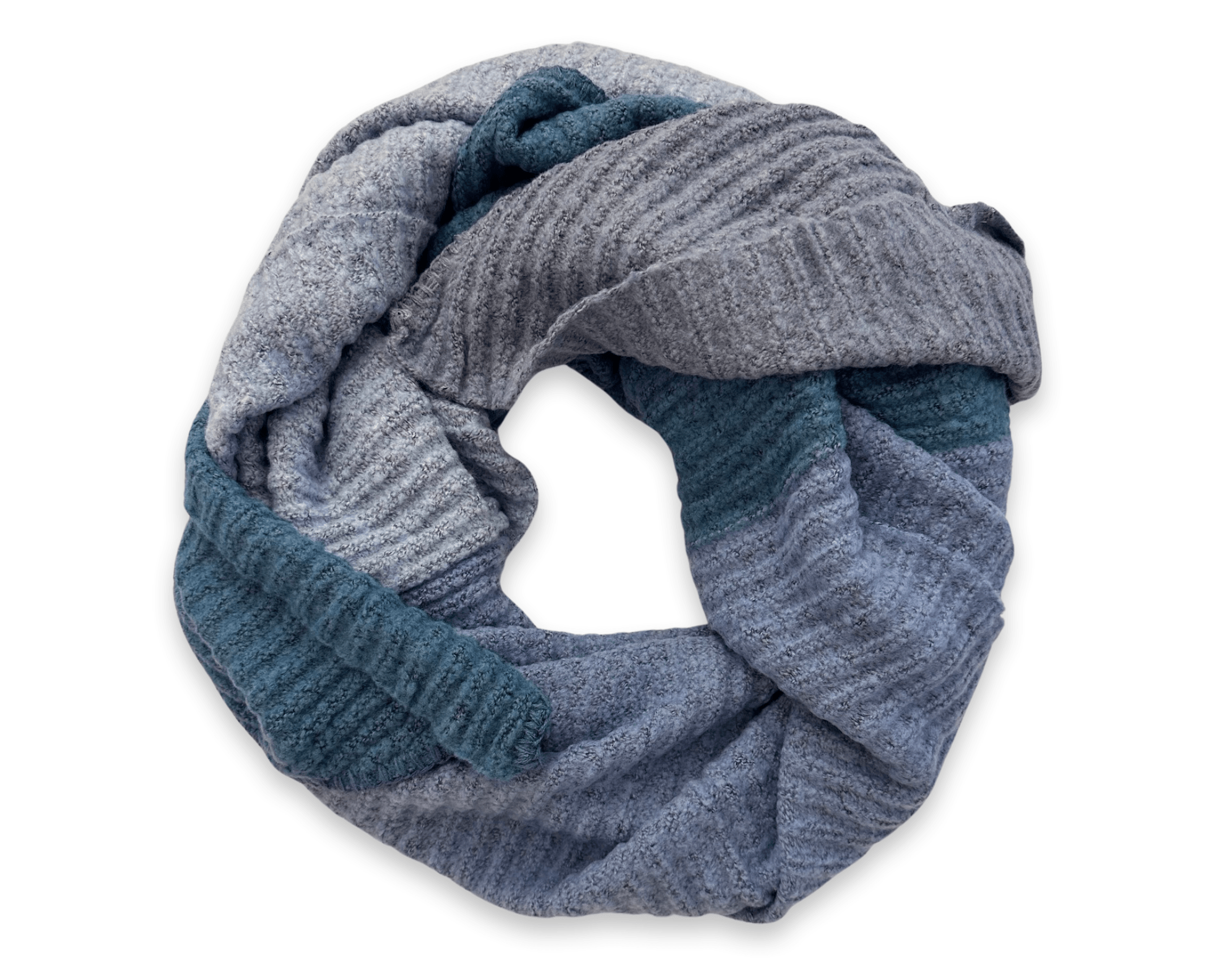 Schal | mehrfarbiger Strickschal | blau hellblau - Roo's Gift Shop