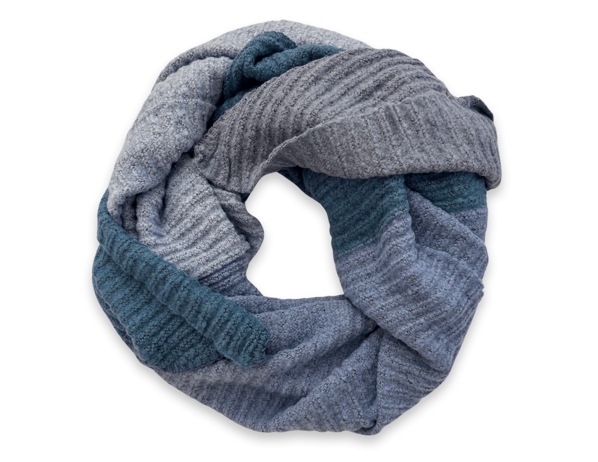 Schal | mehrfarbiger Strickschal | blau hellblau - Roo's Gift Shop