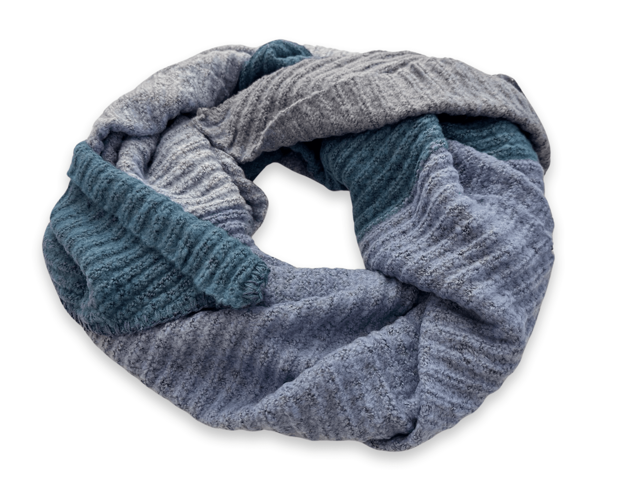 Schal | mehrfarbiger Strickschal | blau hellblau - Roo's Gift Shop