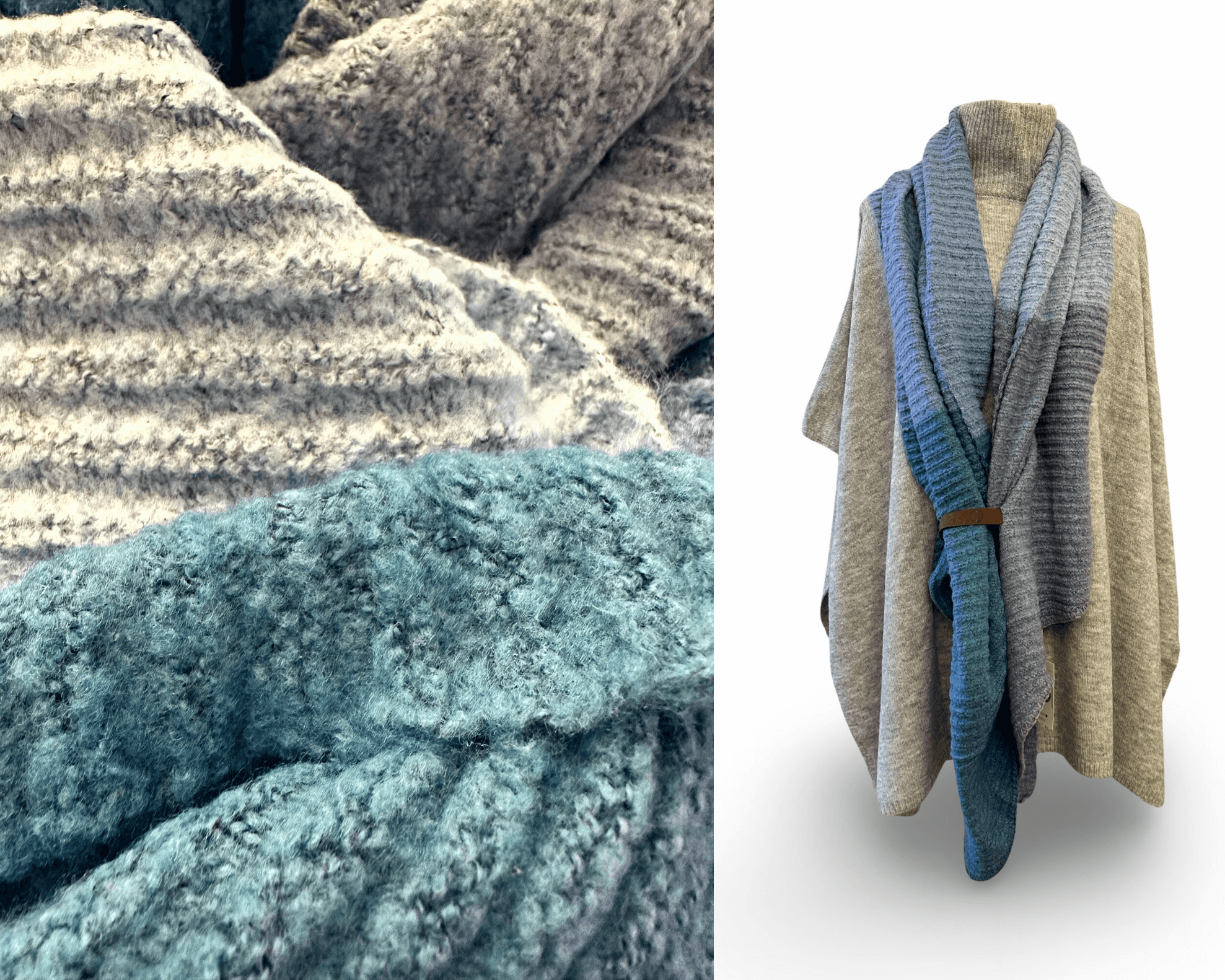 Schal | mehrfarbiger Strickschal | blau hellblau - Roo's Gift Shop