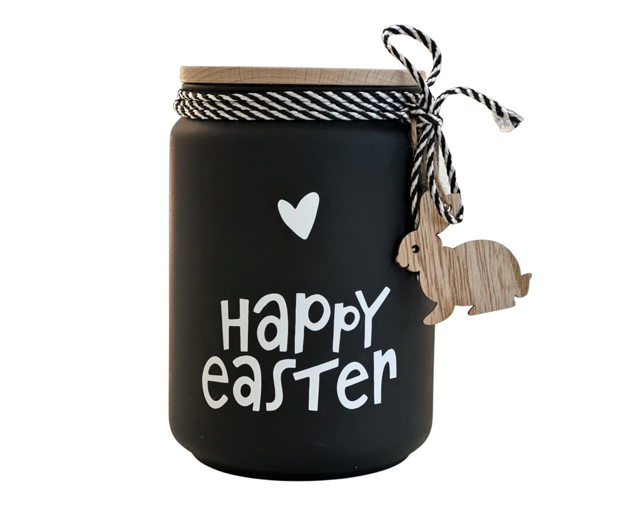 Schwarze Duftkerze im Glas | Happy Easter | Deko Geschenkidee | Mitbringsel Ostern - Roo's Gift Shop