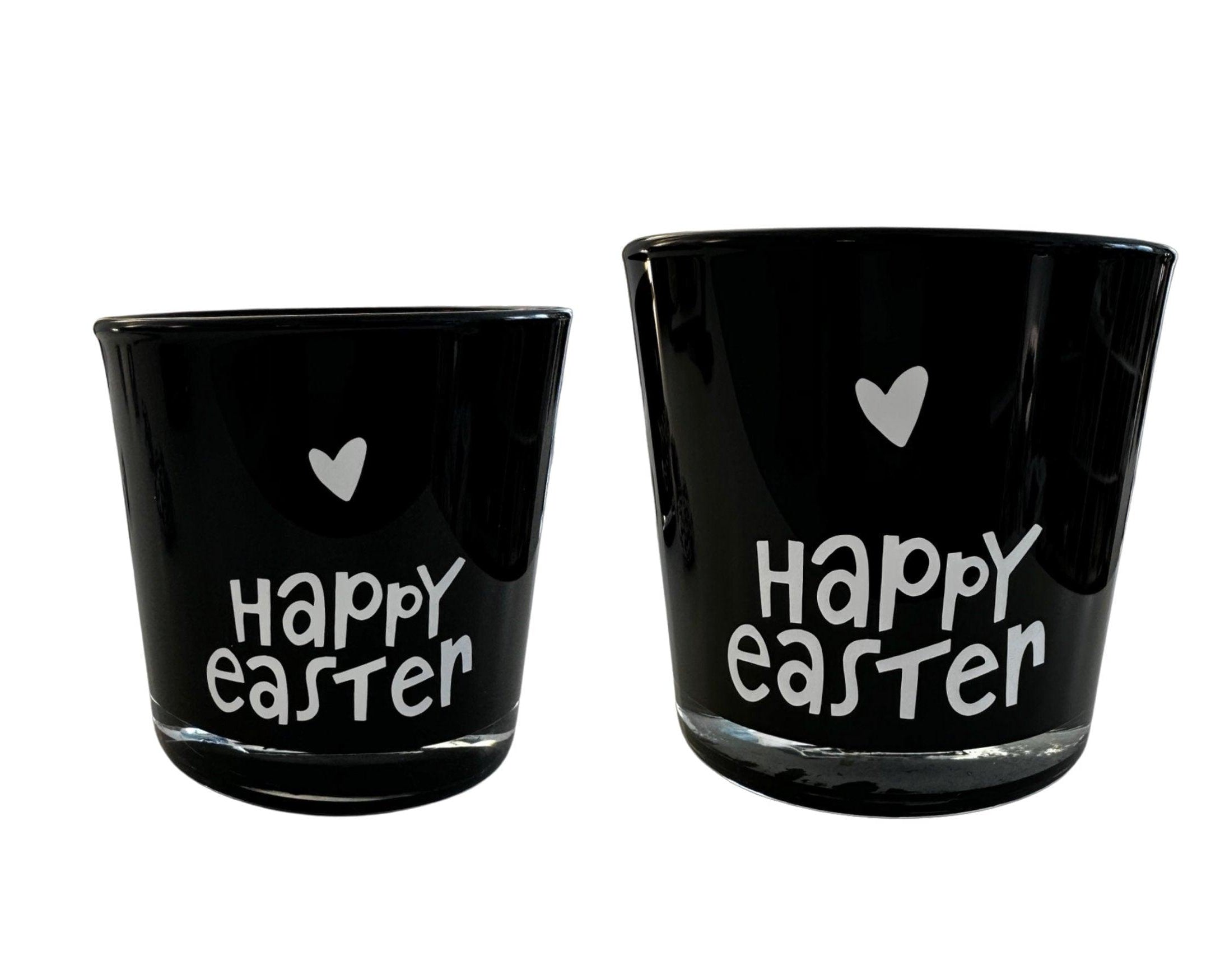 Schwarze Duftkerze im Glas | Happy Easter | Deko Geschenkidee | Mitbringsel Ostern - Roo's Gift Shop