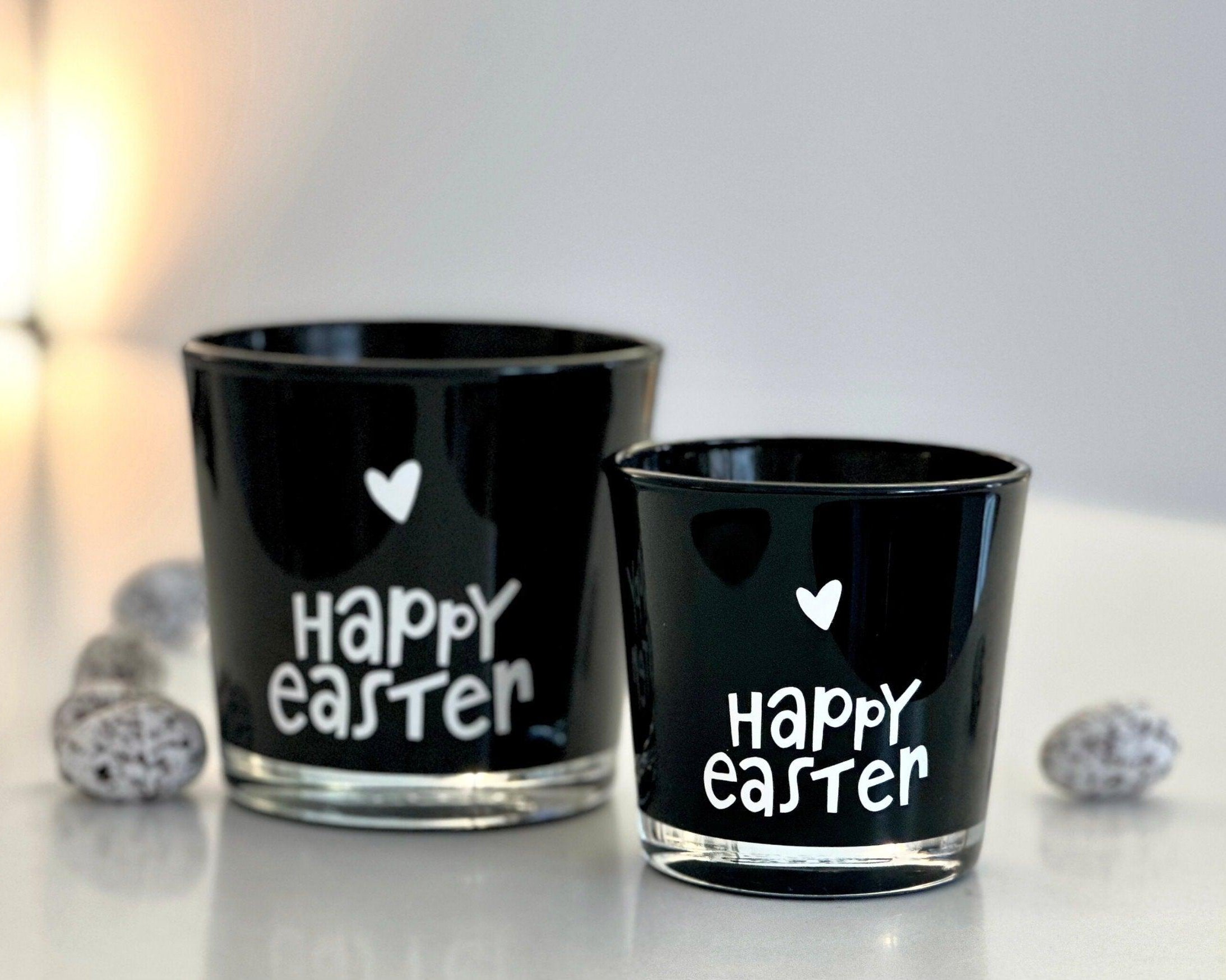 Schwarze Duftkerze im Glas | Happy Easter | Deko Geschenkidee | Mitbringsel Ostern - Roo's Gift Shop