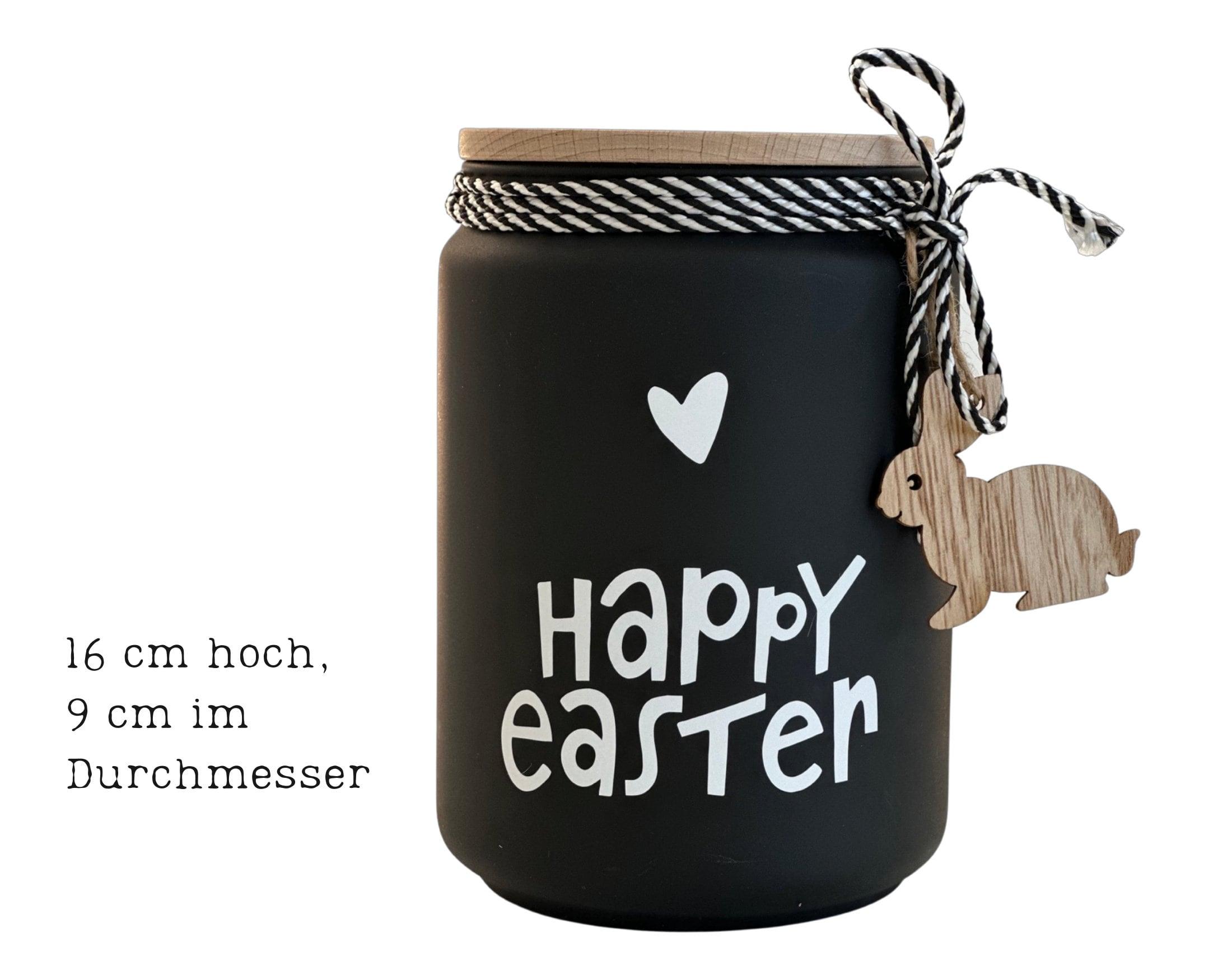 Schwarze Duftkerze im Glas | Happy Easter | Deko Geschenkidee | Mitbringsel Ostern - Roo's Gift Shop