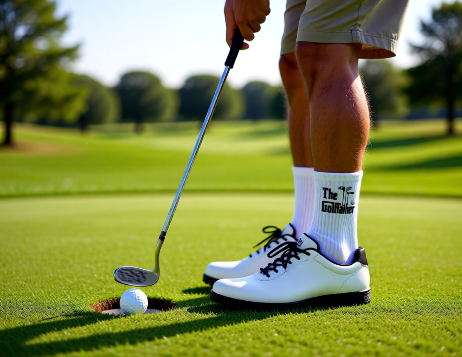 Socken für Golfer | Crew Socken "The Golffather" in schwarz oder weiß Printegy