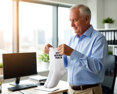 Socken für Rentner | Crew Socken "Nicht mehr mein Problem" in schwarz oder weiß Printegy