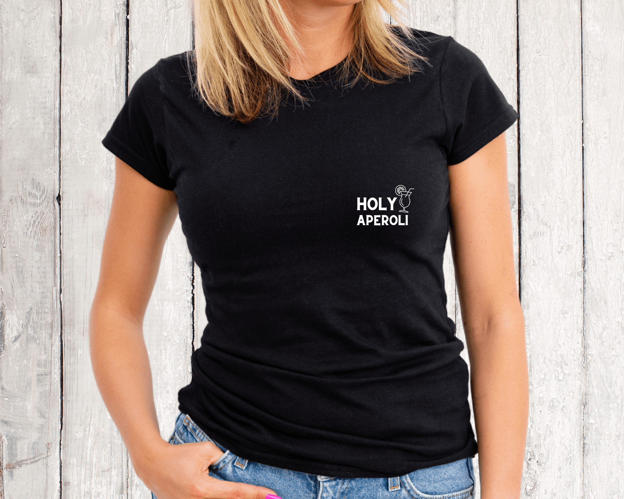 T-Shirt | Holy Aperoli | weiß, schwarz - Roo's Gift Shop