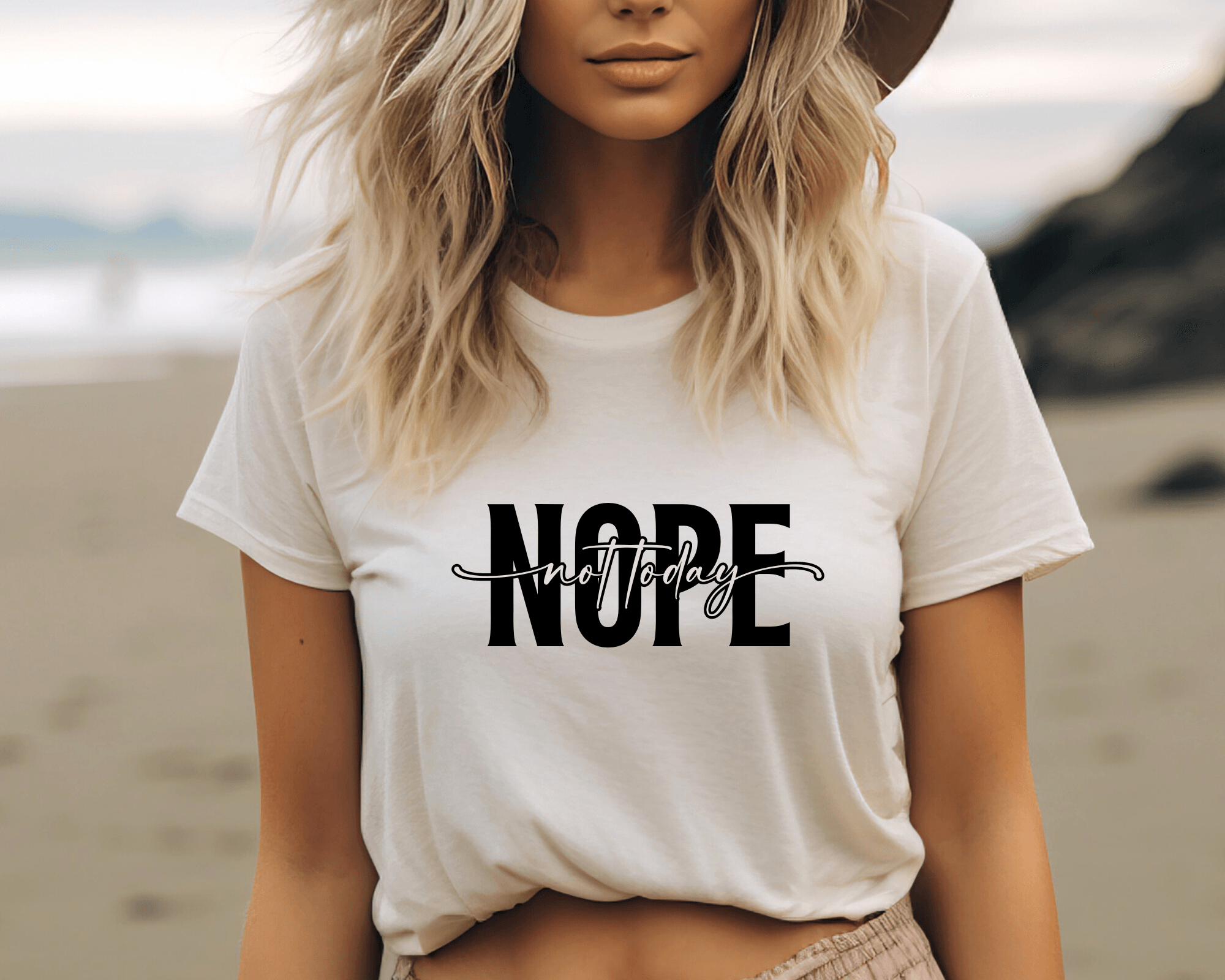 T-Shirt | Nope not today | schwarz weiß - Roo's Gift Shop