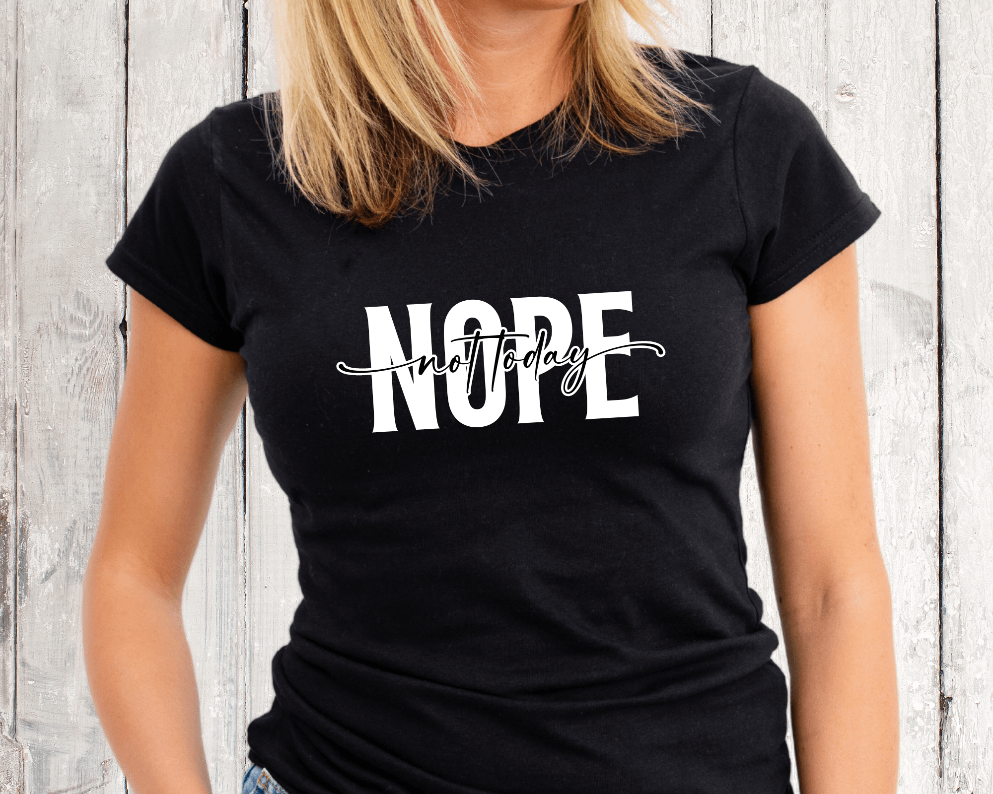 T-Shirt | Nope not today | schwarz weiß - Roo's Gift Shop