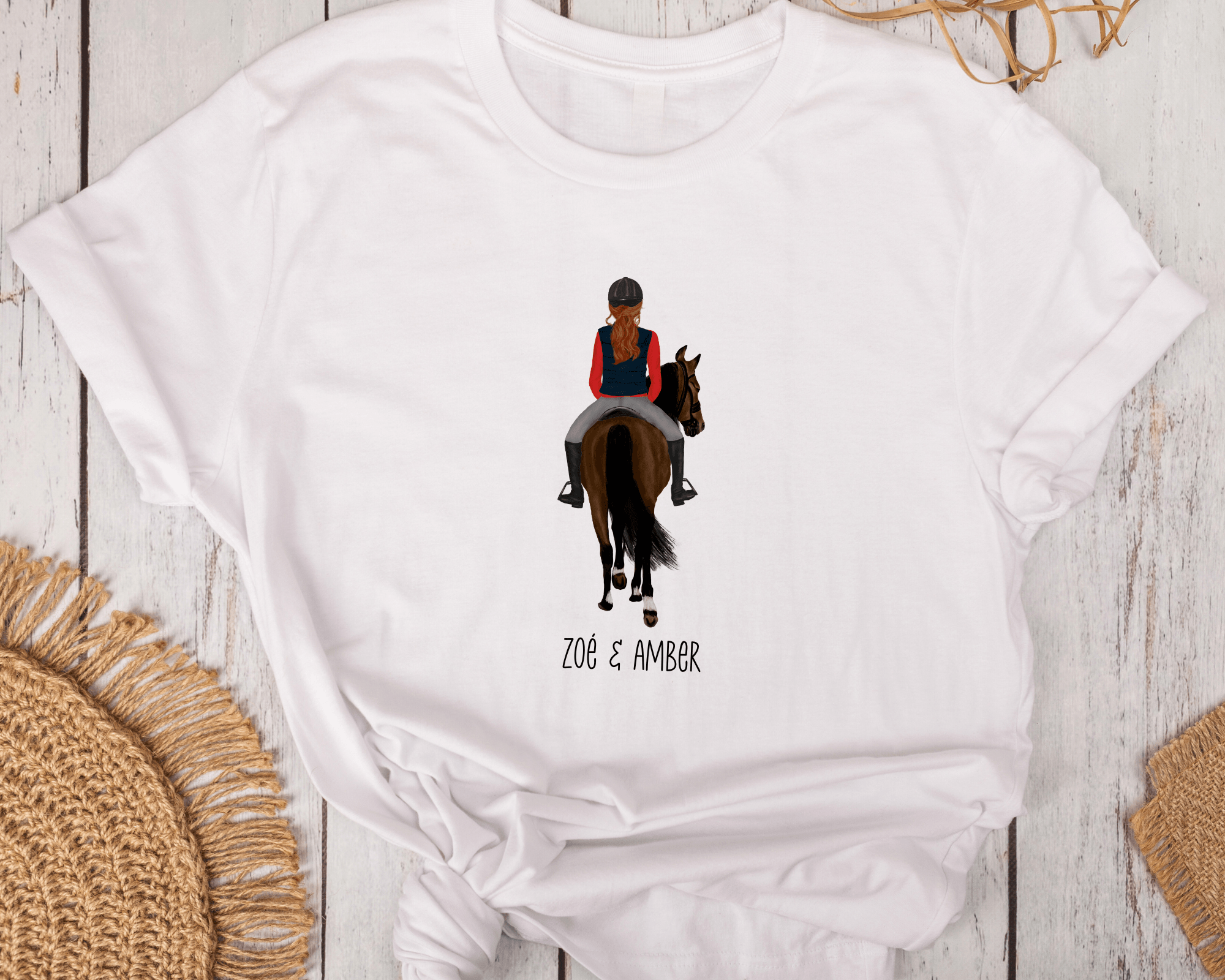 T-Shirt | personalisiertes Pferde-Shirt mit Namen | weiß - Roo's Gift Shop