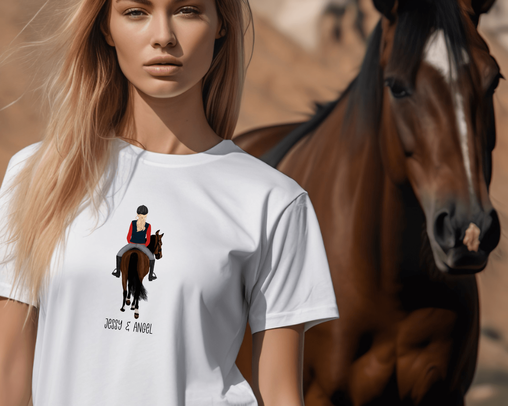 T-Shirt | personalisiertes Pferde-Shirt mit Namen | weiß - Roo's Gift Shop