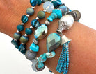 Armband | Ibiza Style | türkis silber | Makrameeknoten - Roo's Gift Shop